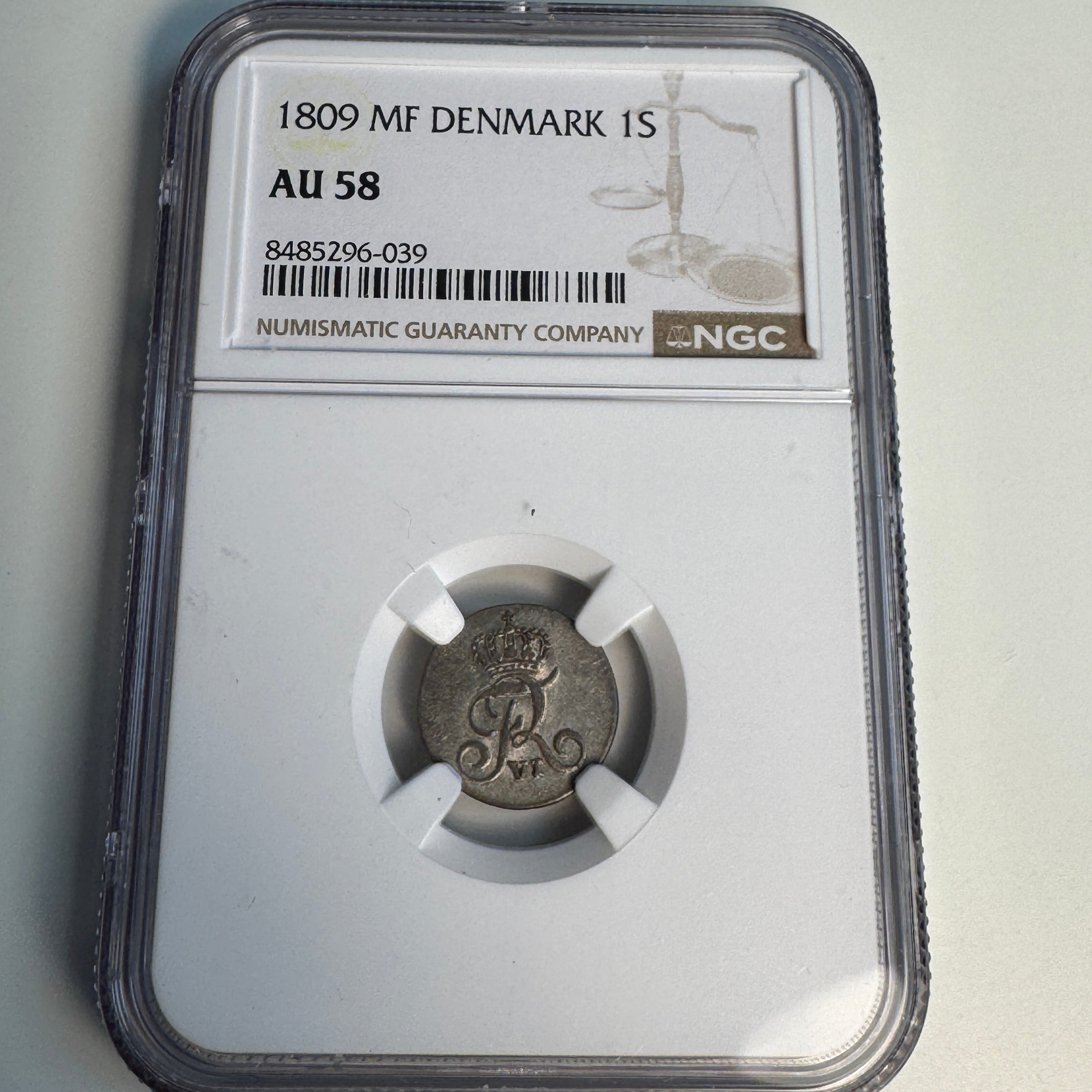 1809 MF Denmark 1 Skilling, Frederick VI, NGC AU-58 🇩🇰