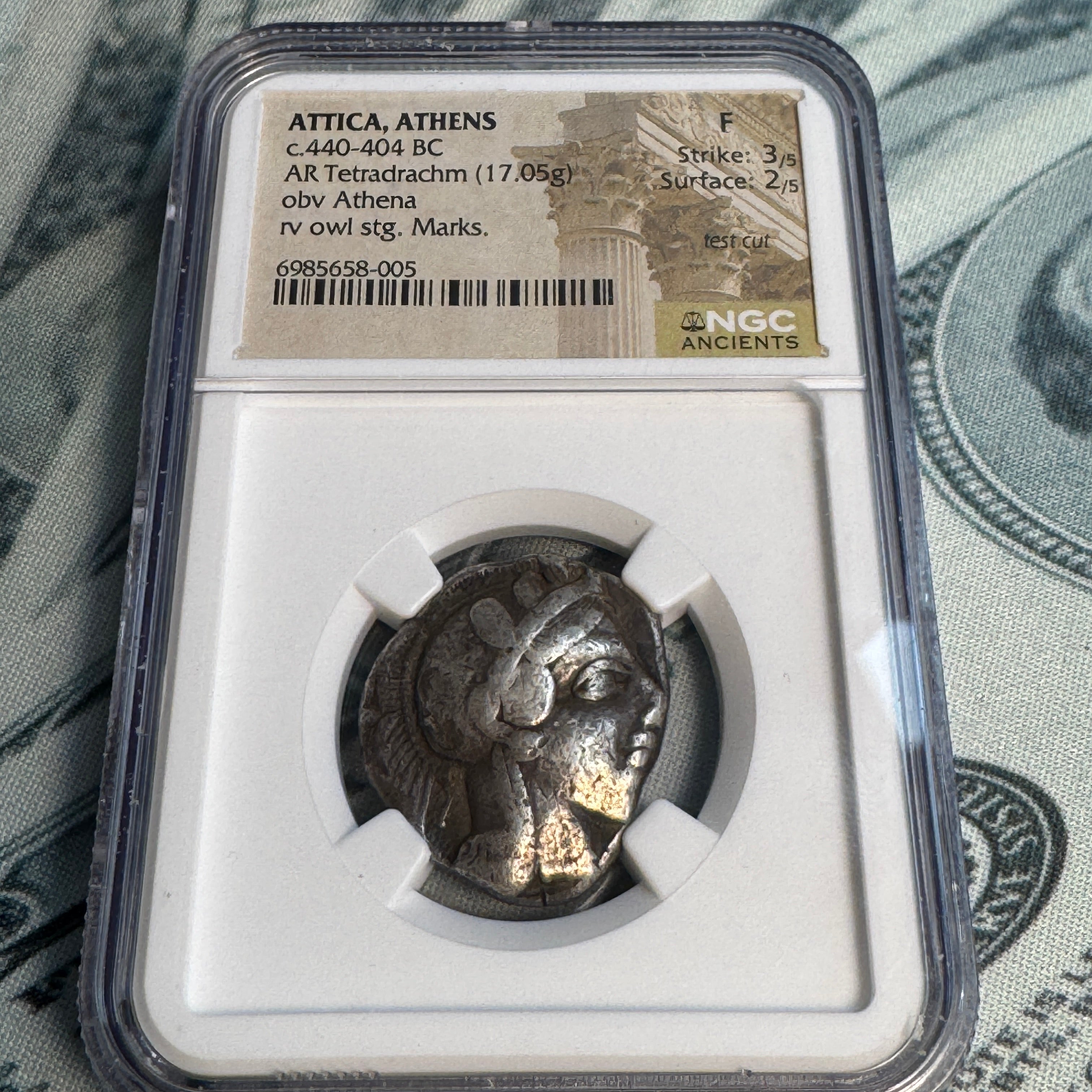 (440-404 BC) ATHENS Athena Owl AR Tetradrachm, NGC Fine