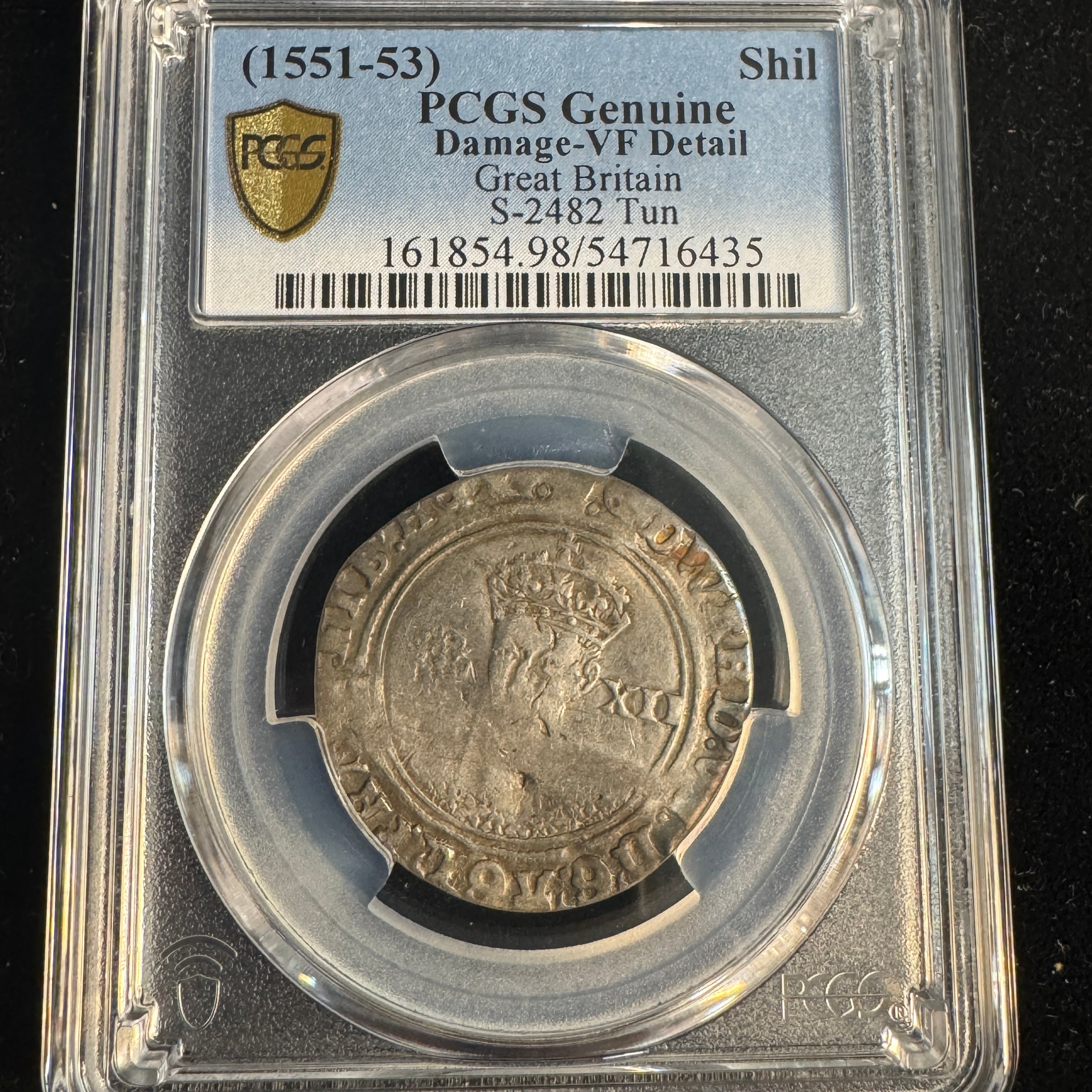 (1551-53) England Shilling Edward VI, S-2482 Tun, PCGS VF Details 🏴