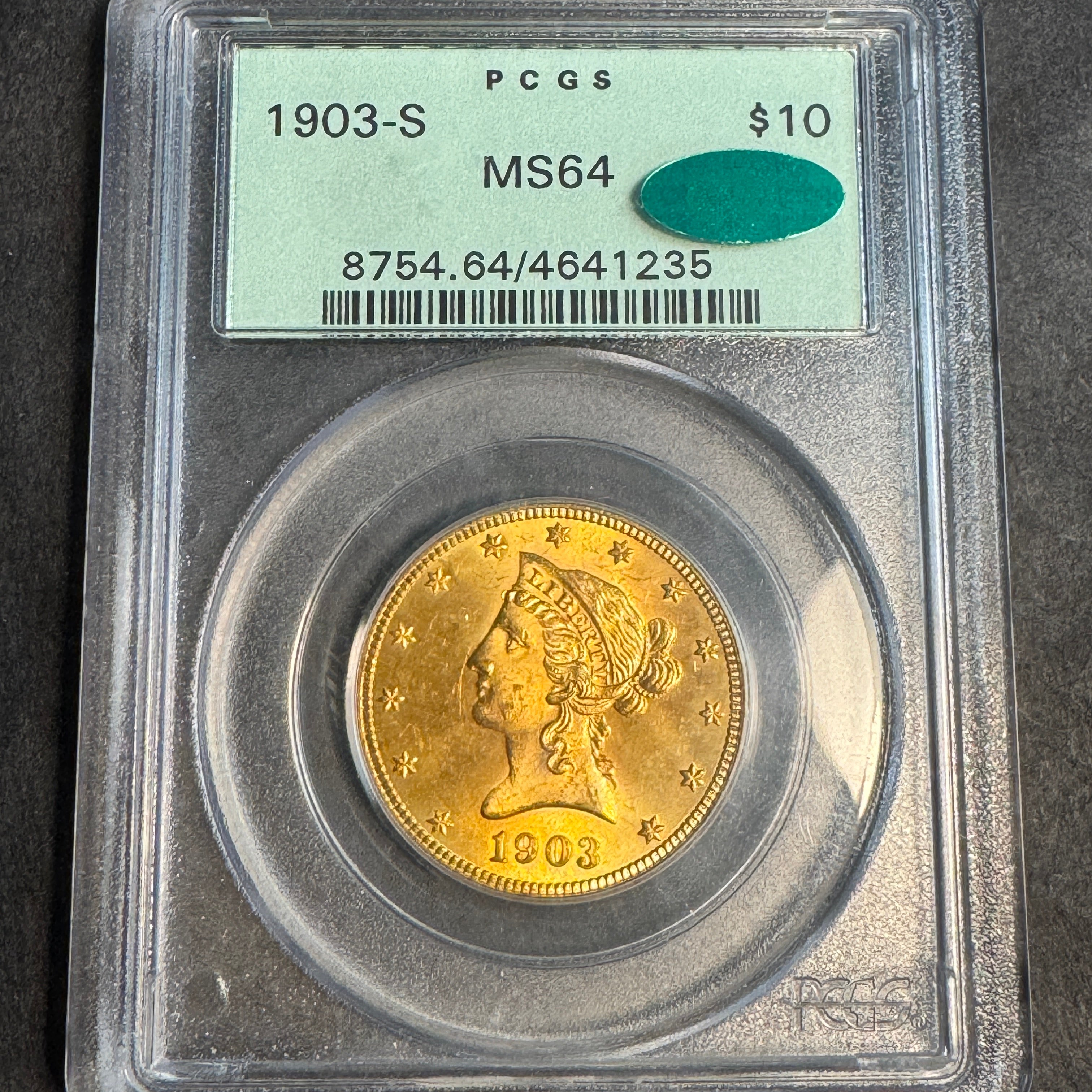 1903-S Liberty Head $10 Gold, “OGH” PCGS MS-64 w/ Green CAC approval