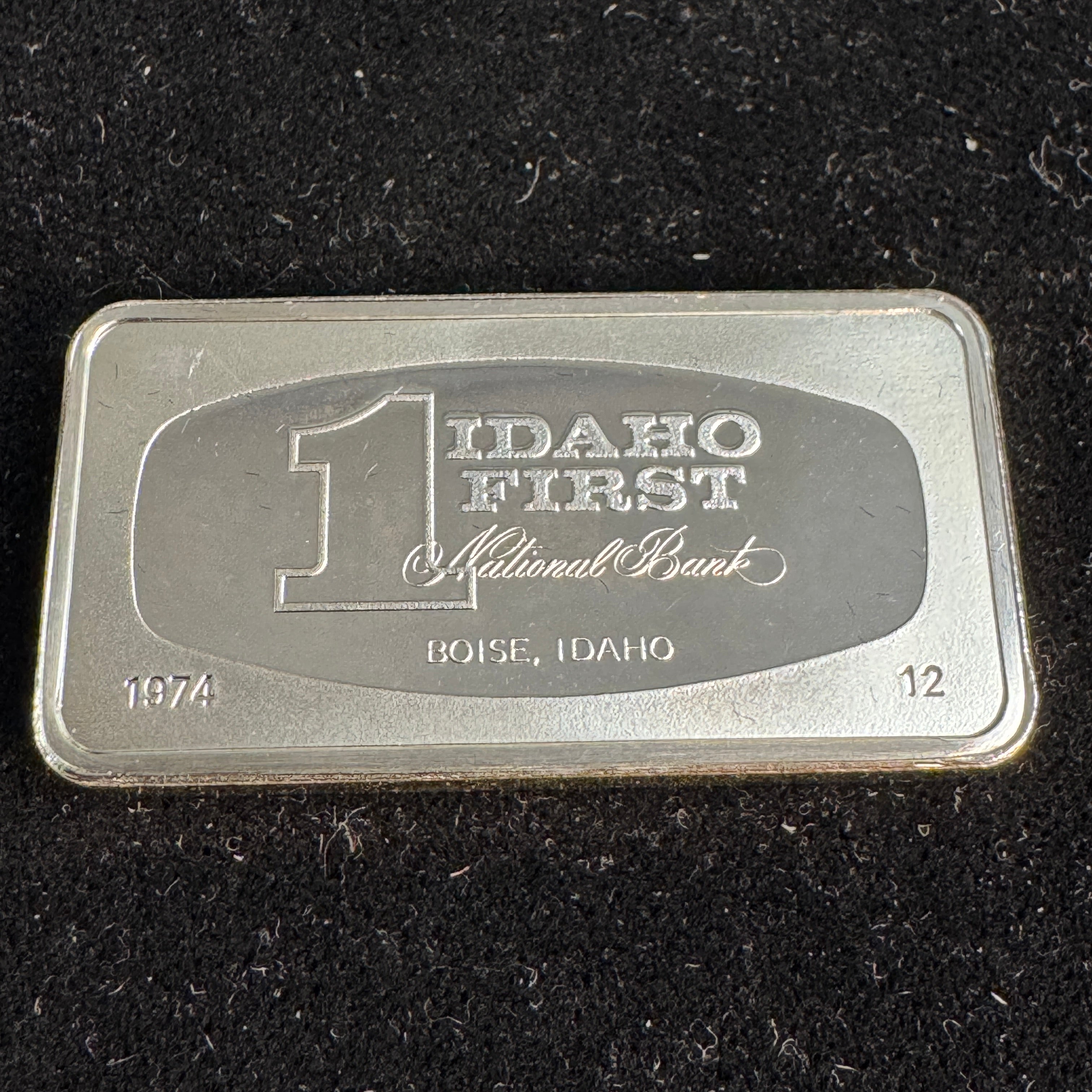 1974-FM Idaho First National Bank Boise - 1000 Grains Sterling Silver Bar