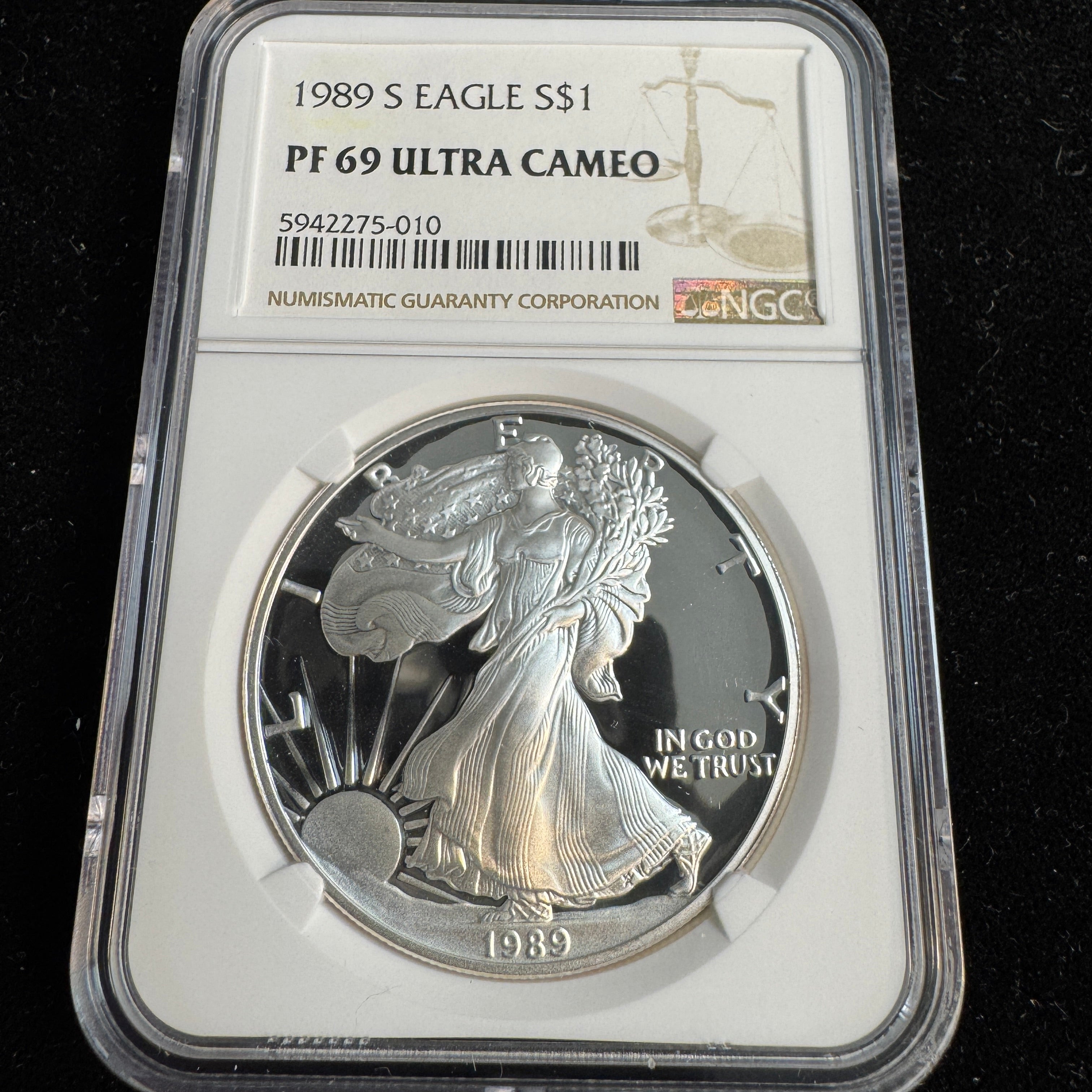 1989-S Proof Silver Eagle NGC PF-69 Ultra Cameo