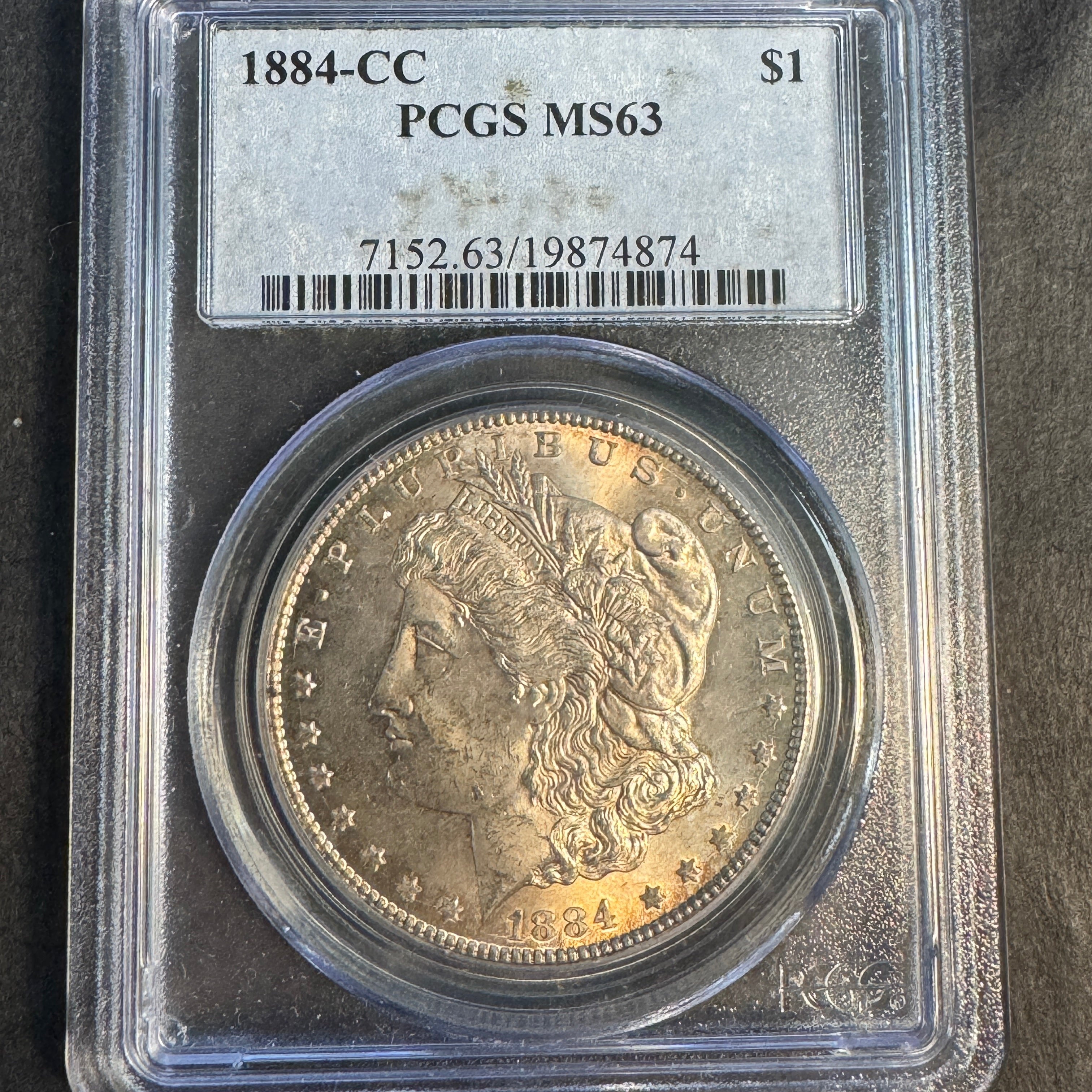 1884-CC Morgan Silver Dollar Carson City US $1, PCGS MS-63