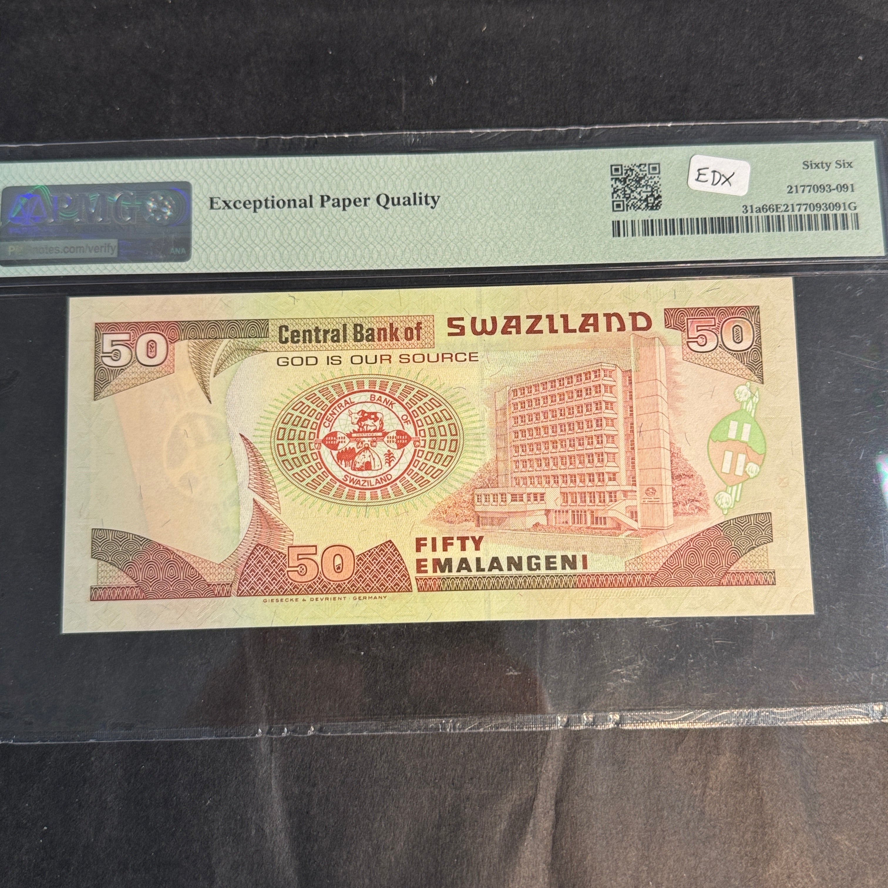 2001 Swaziland 50 Emalageni, P#31a, PMG Gem Unc 66 EPQ