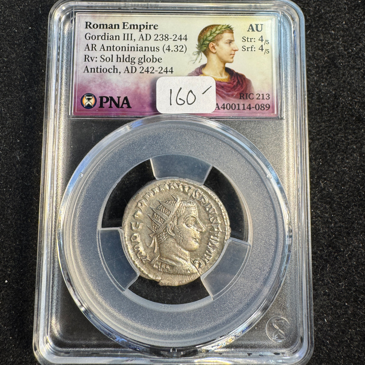 Gordian III (AD 238-244) Roman Empire, AR Antoninianus, Rx: Sol w/globe, Antioch, RIC-213, PNA AU