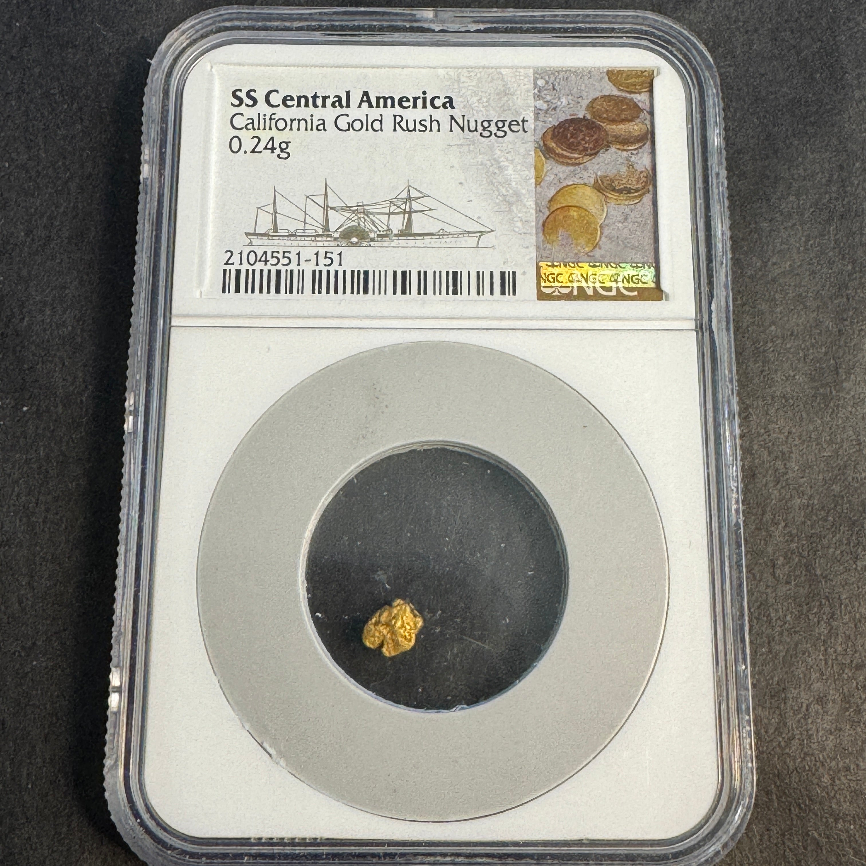 1857 SS Central America Shipwreck “California Gold Rush” 0.24g Gold Nugget, NGC Certified