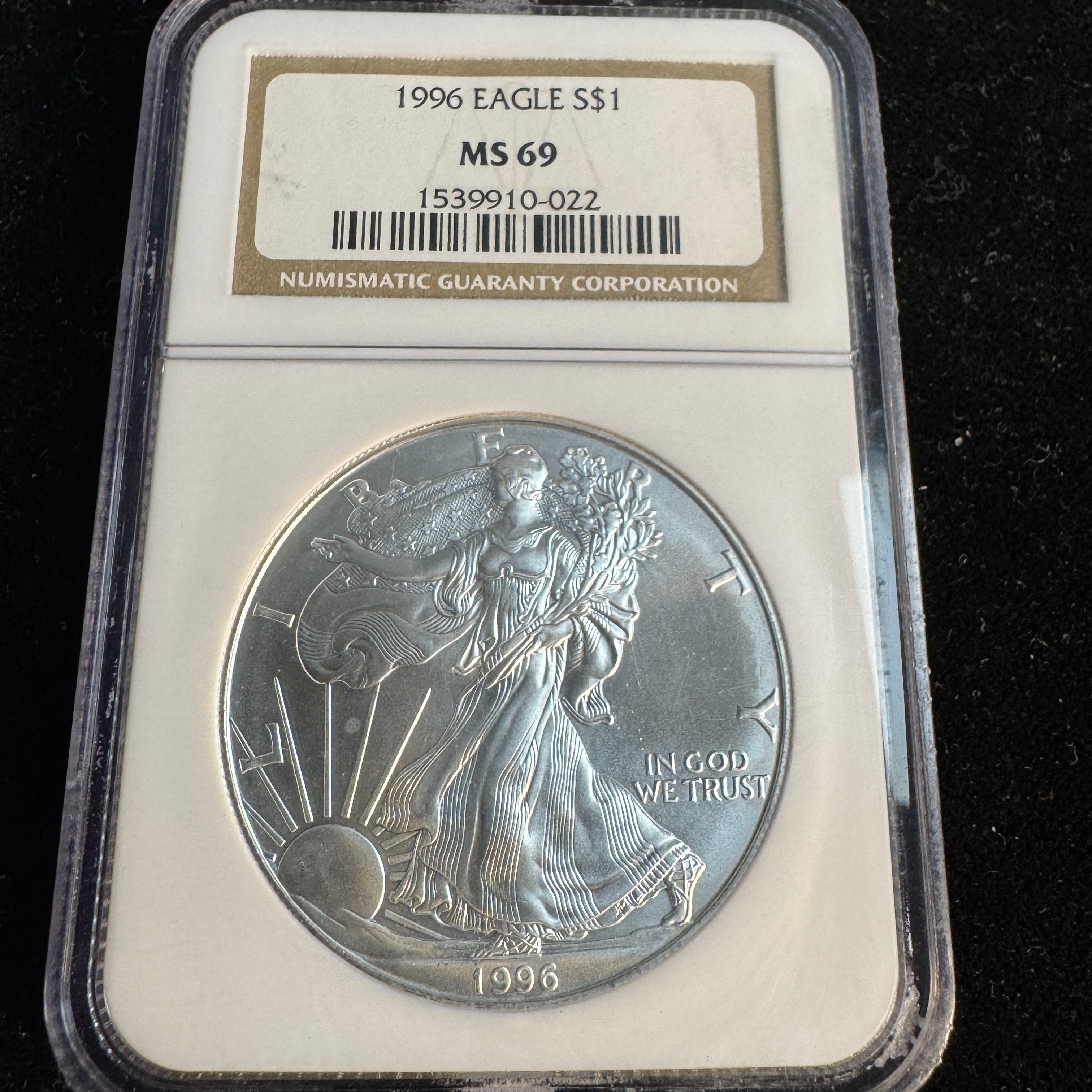 1996 US Silver Eagle $1, NGC MS-69 - “the key date”