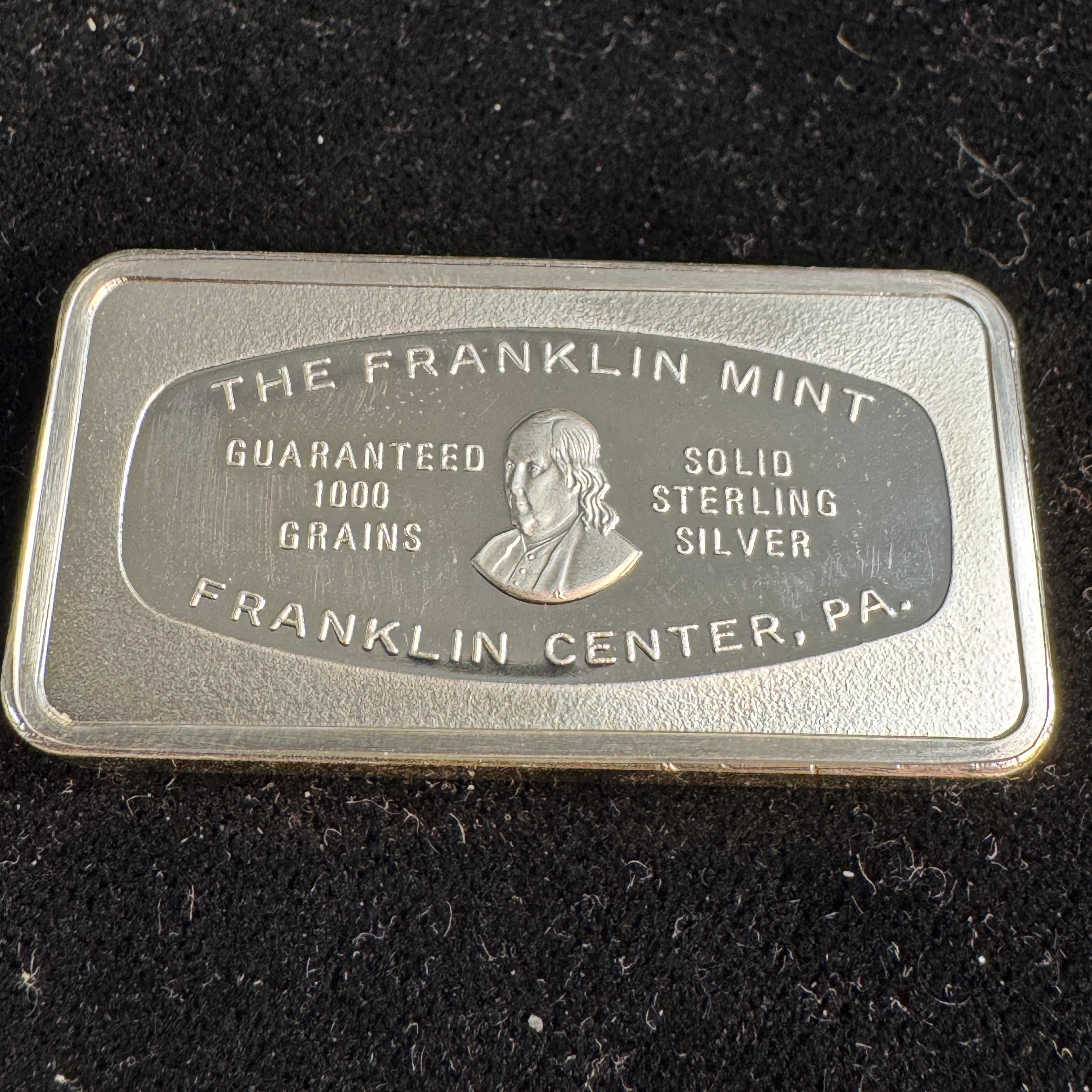 1974-FM First National Bank of Chicago 1000 Grains Sterling Silver Bar