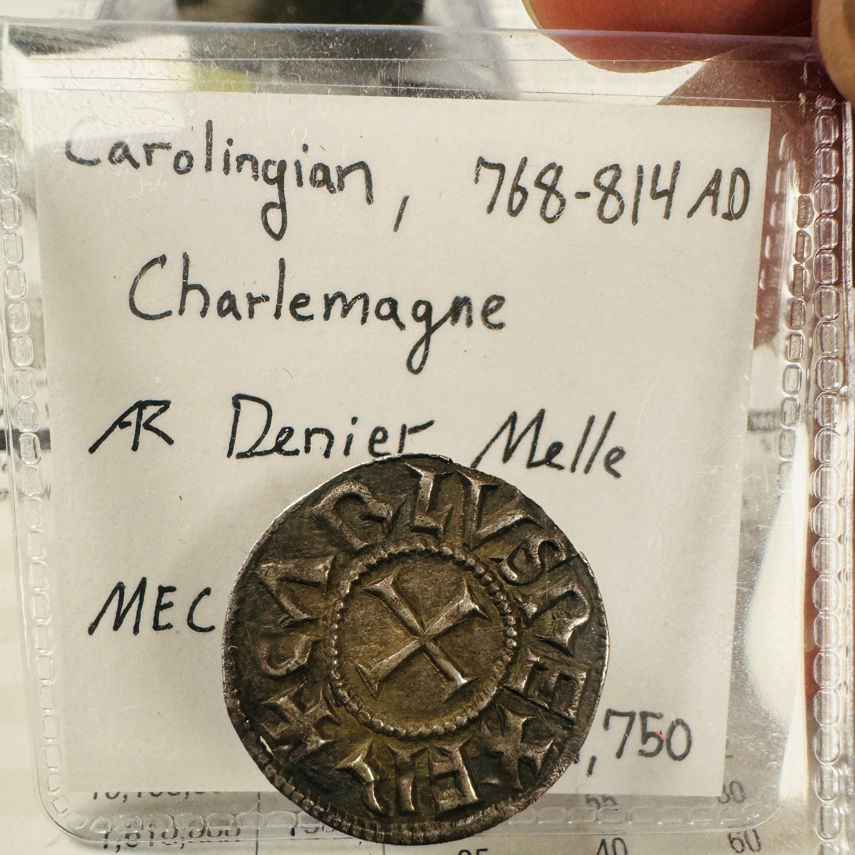 (768-814) AD Carolingian France AR Denier, Emperor Charlemagne, Melle Mint, MEC-923 👑