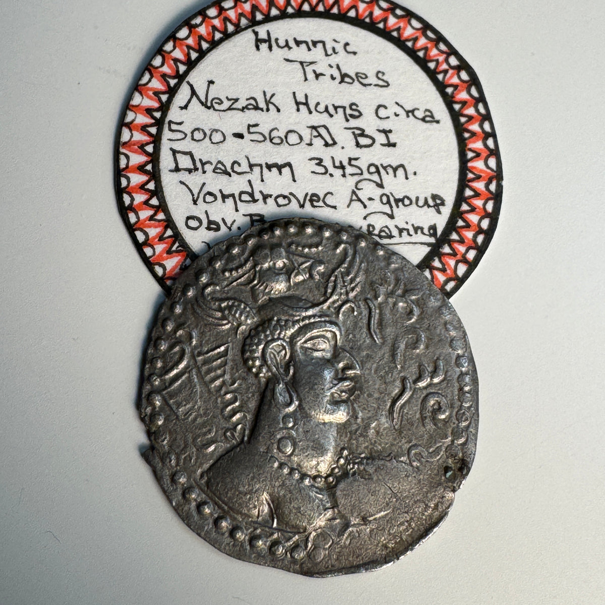 Hunnic Tribes / Nezak Huns (500-506 AD) AR Drachm, King obverse fire alter reverse