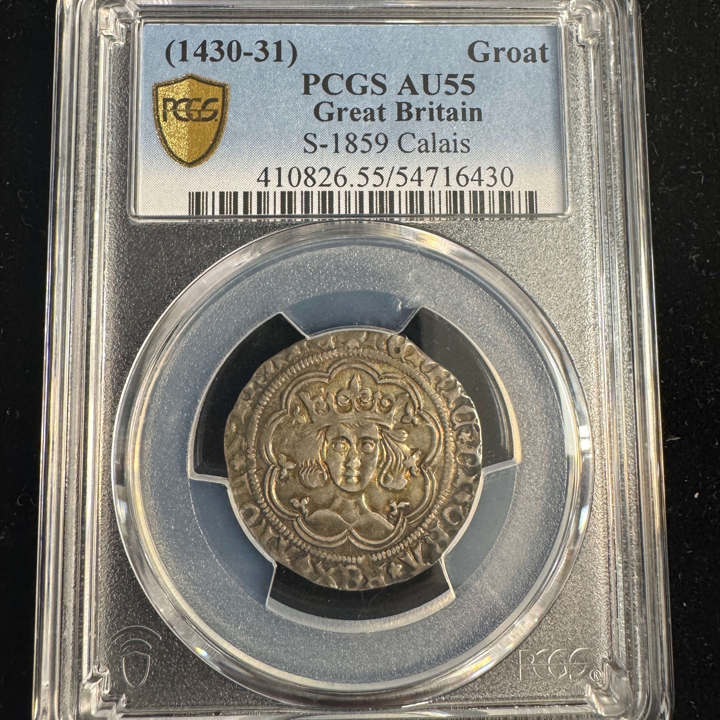 (1430-31) England Groat, Henry VI, S-1859 Calais, PCGS AU-55 🏴
