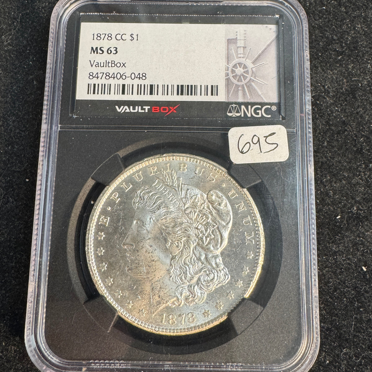 1878-CC Morgan Silver Dollar, Vaultbox NGC MS-63