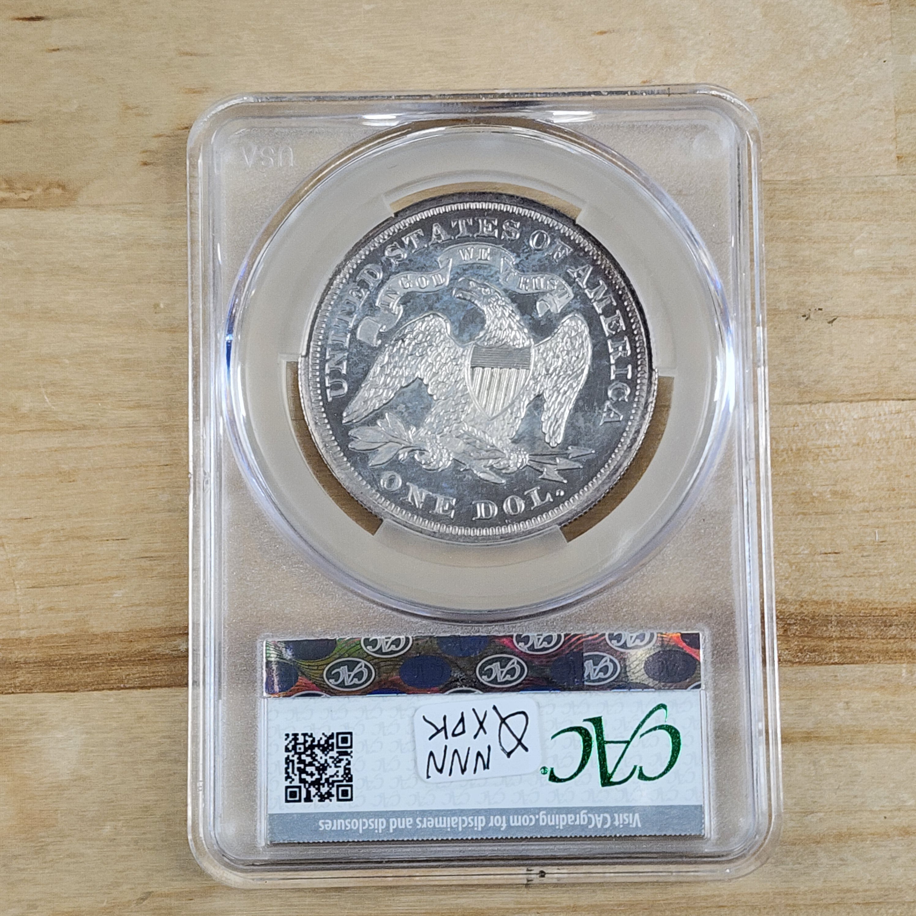1866 $1 Seated Dollar PR64CAM Motto CACG Cameo CAC