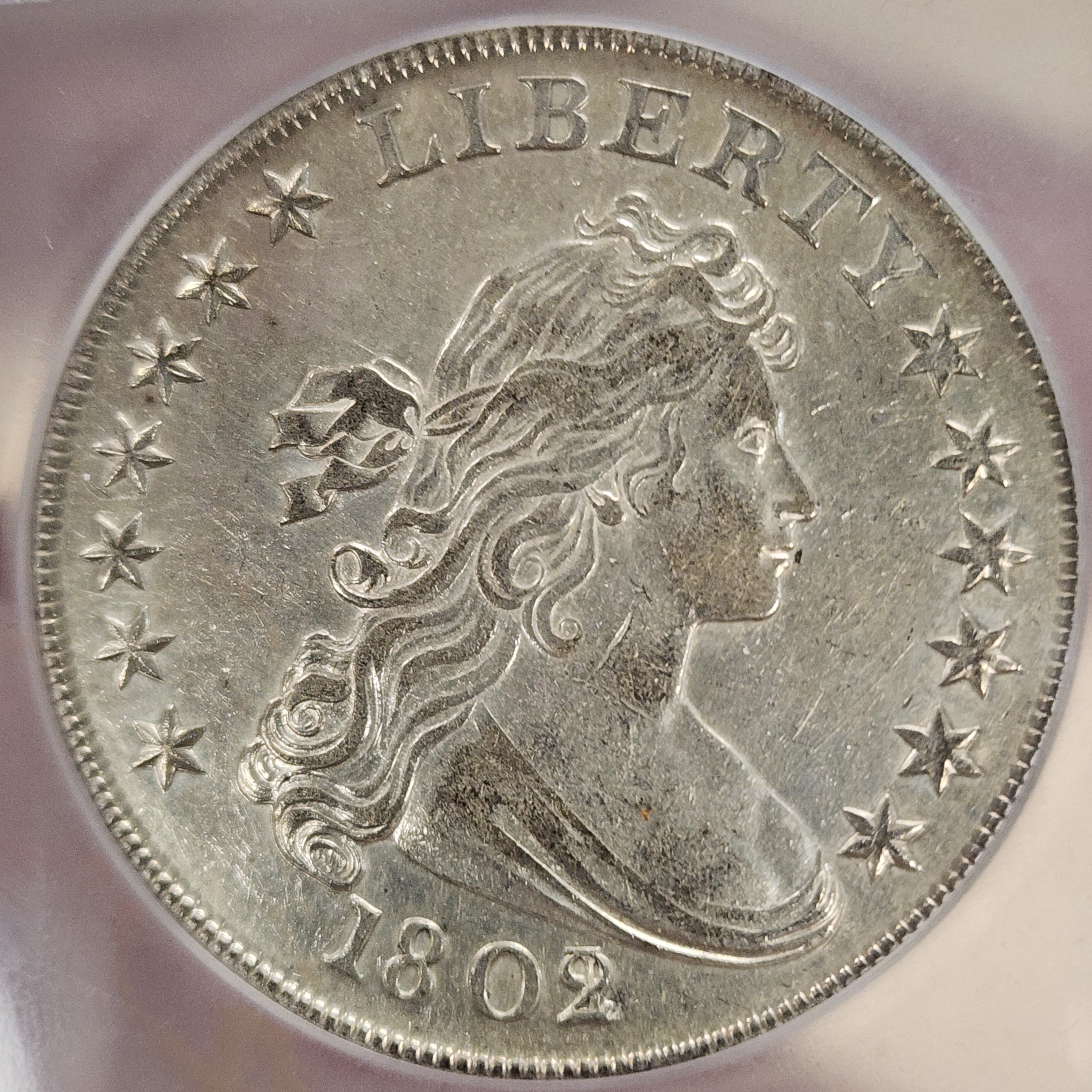 1802/1 Draped Bust Dollar $1 Wide Date B-3 BB-234 AU58 ICG Beautiful Piece!