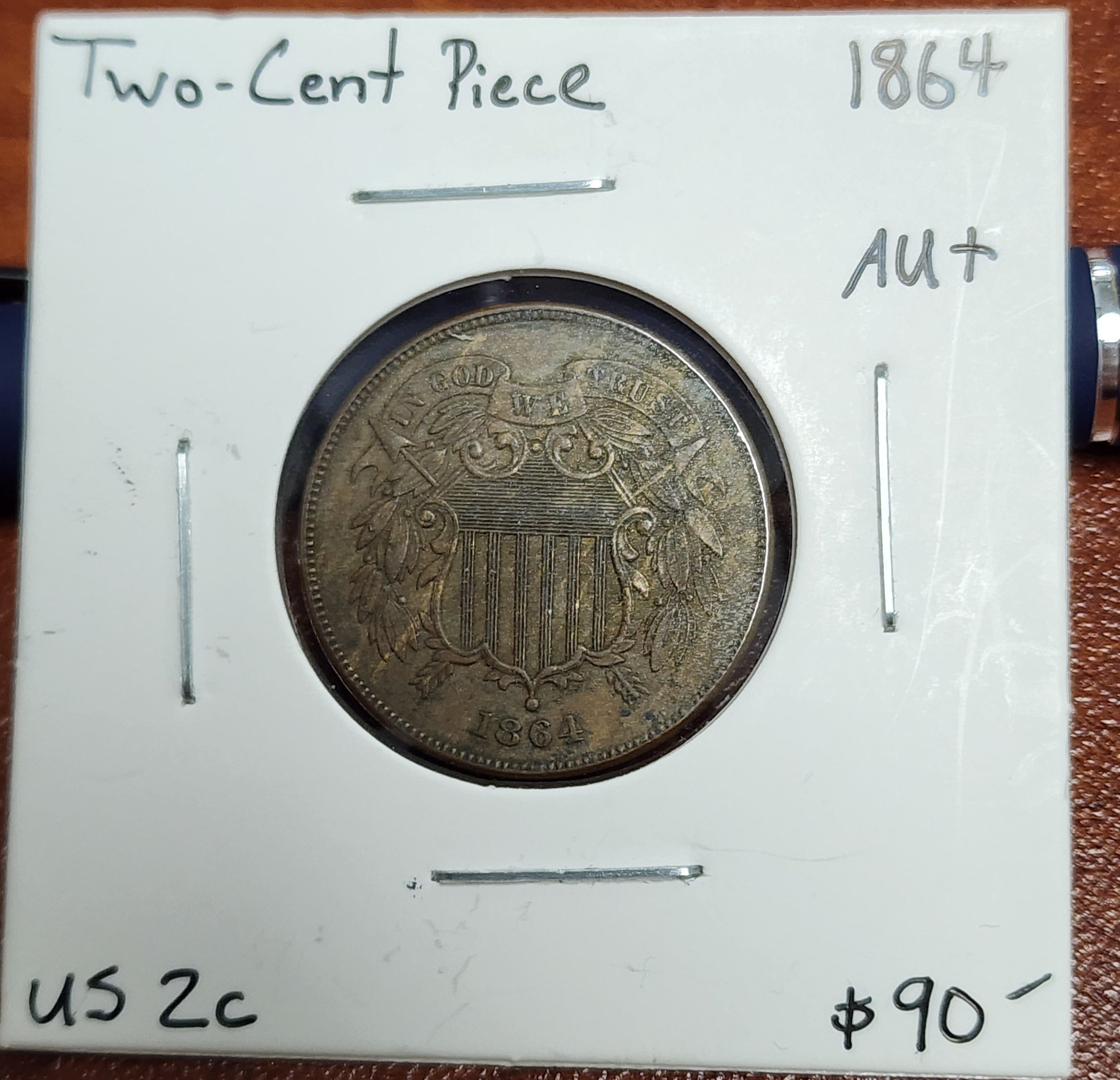 1864 US 2 Cent Piece, AU