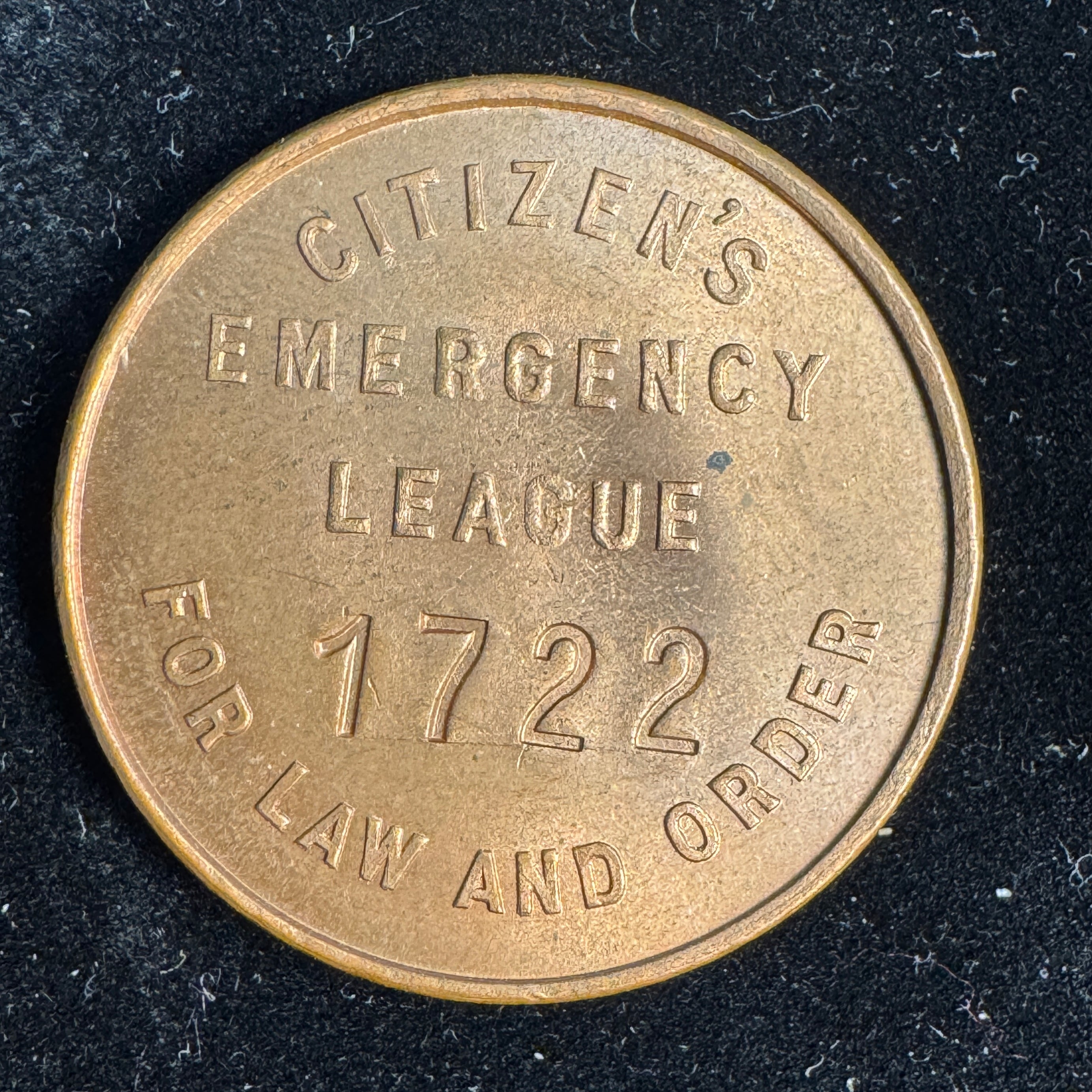 1934 Portland, Oregon “Citizen’s Emergency League for Law and Order” Minuteman medal #1722