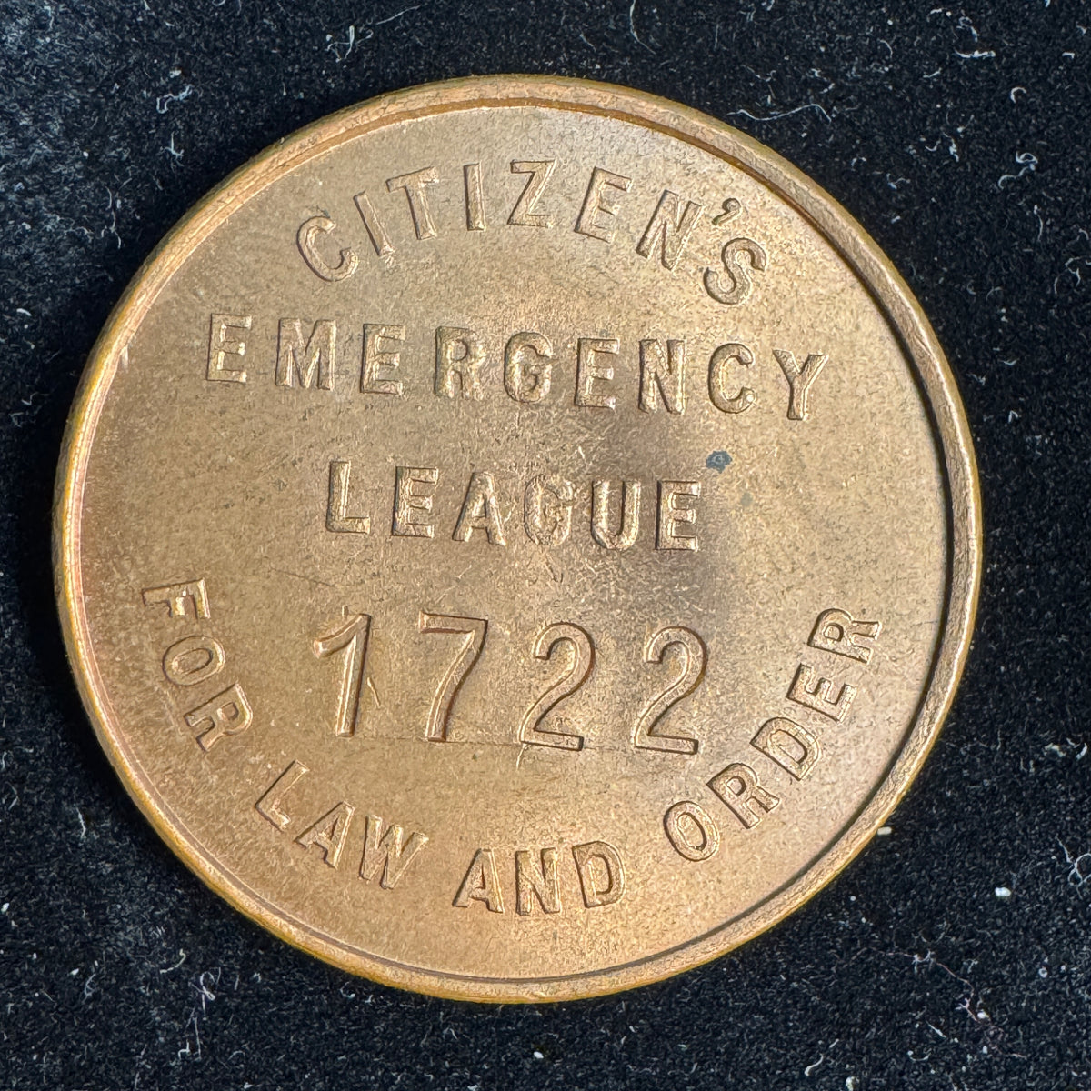 1934 Portland, Oregon “Citizen’s Emergency League for Law and Order” Minuteman medal #1722
