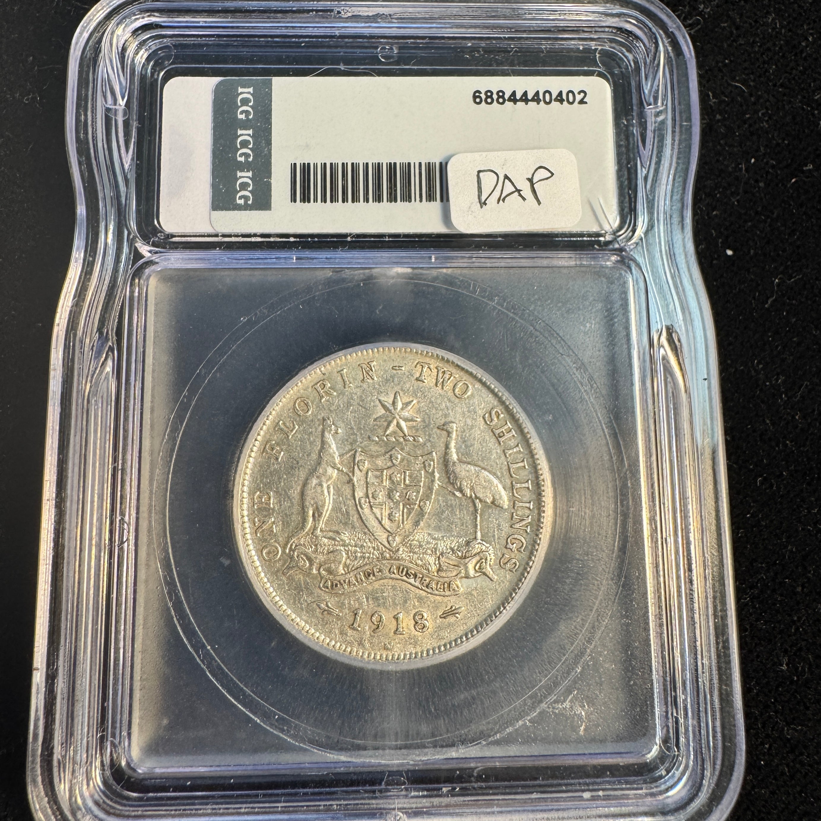 1918-M Australia Florin (2S) KM-27, ICG AU-53