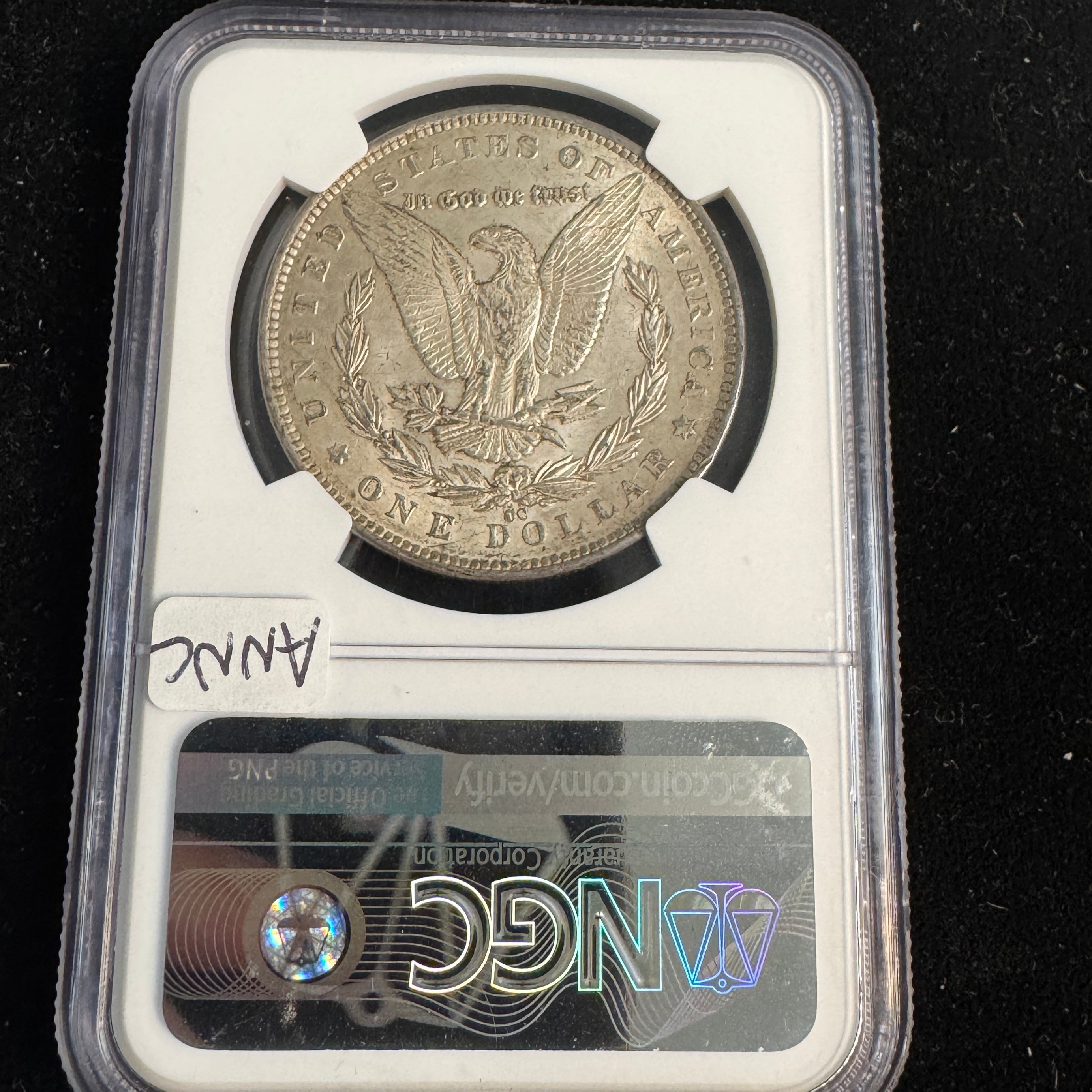 1891-CC Top-100 VAM-3 Spitting Eagle Morgan Silver Dollar, NGC AU-58