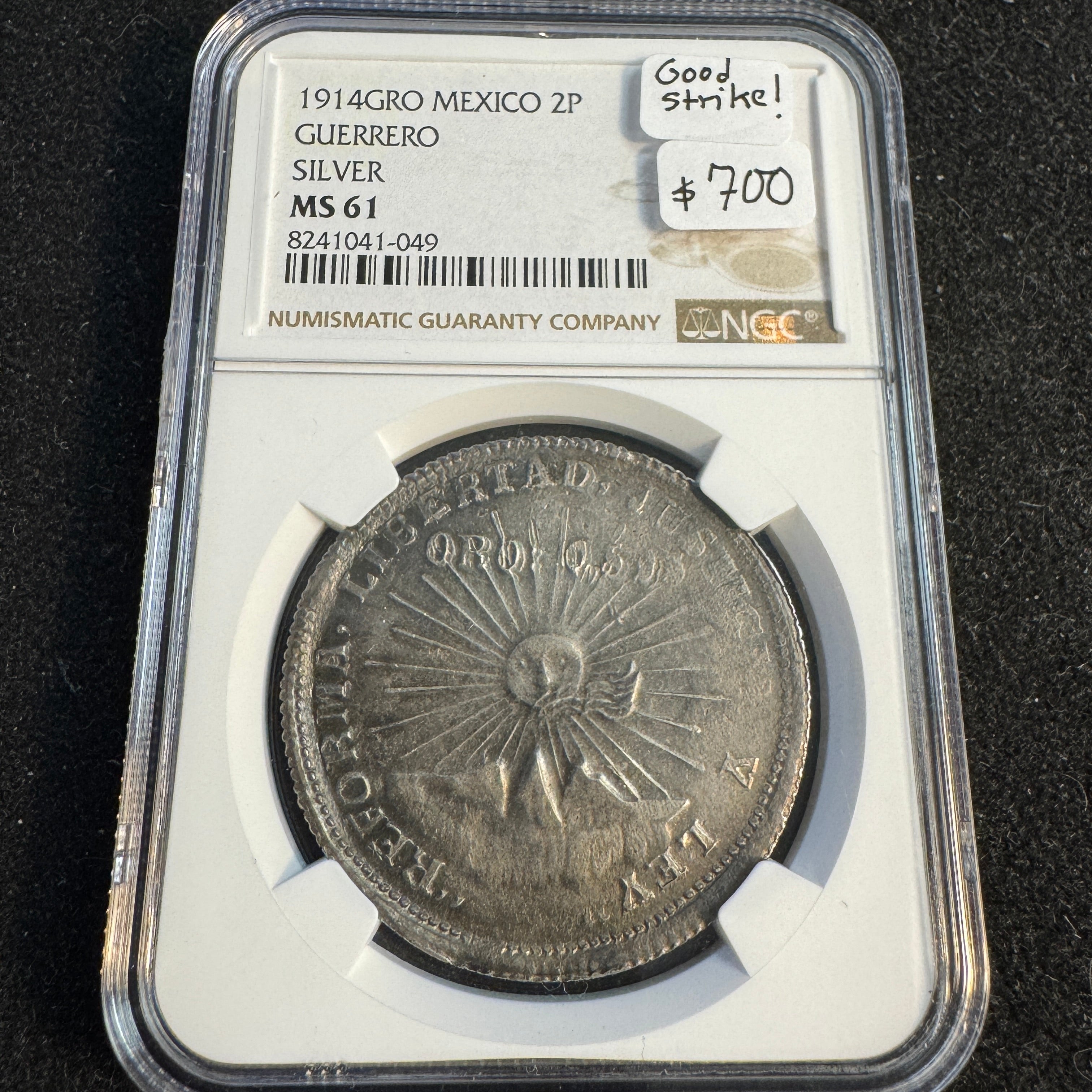 1914 GRO Mexico Guerrero 2 Pesos, MS-61