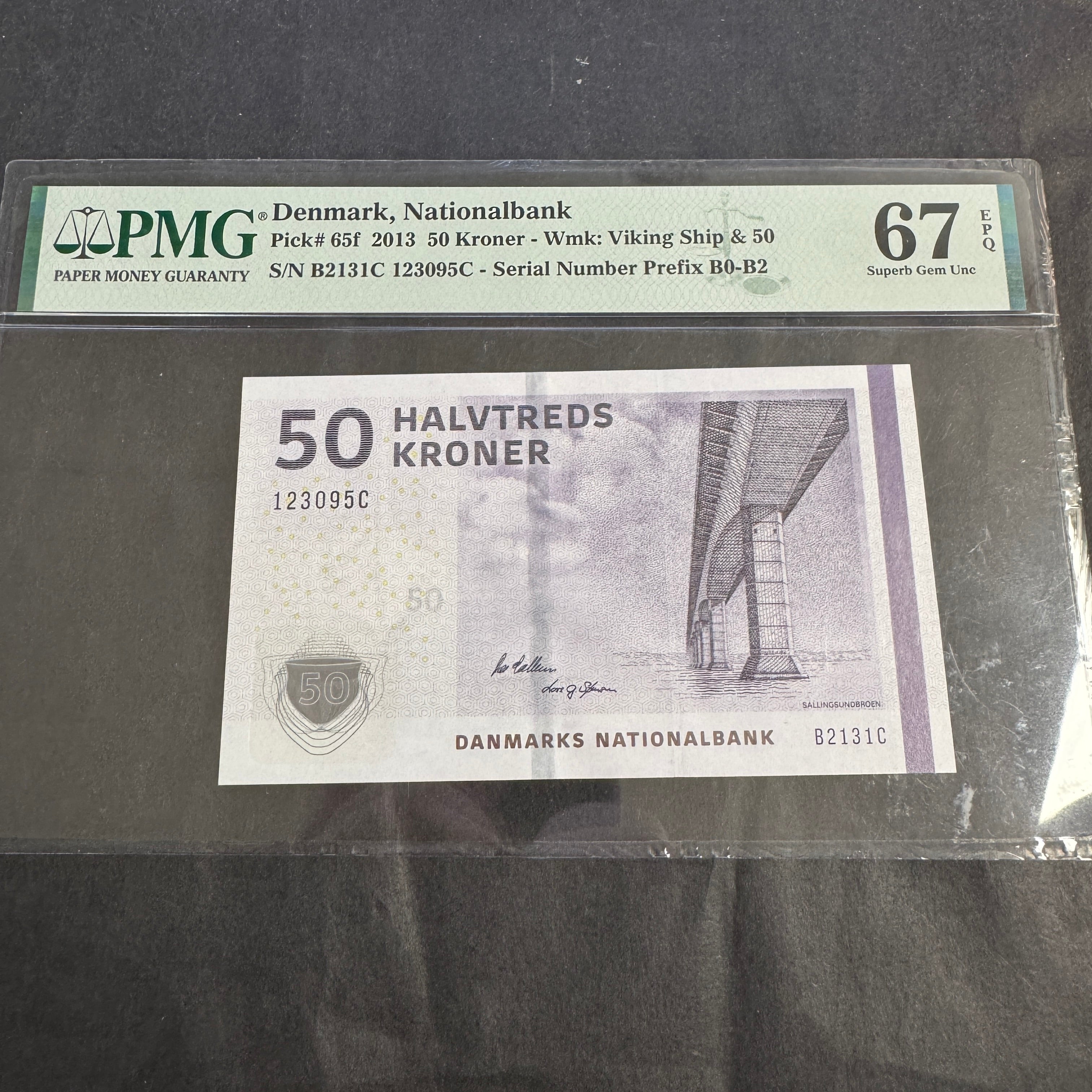 2013 Denmark 50 Kroner, Series 2009 P#65f, PMG 67 Superb Gem Unc EPQ