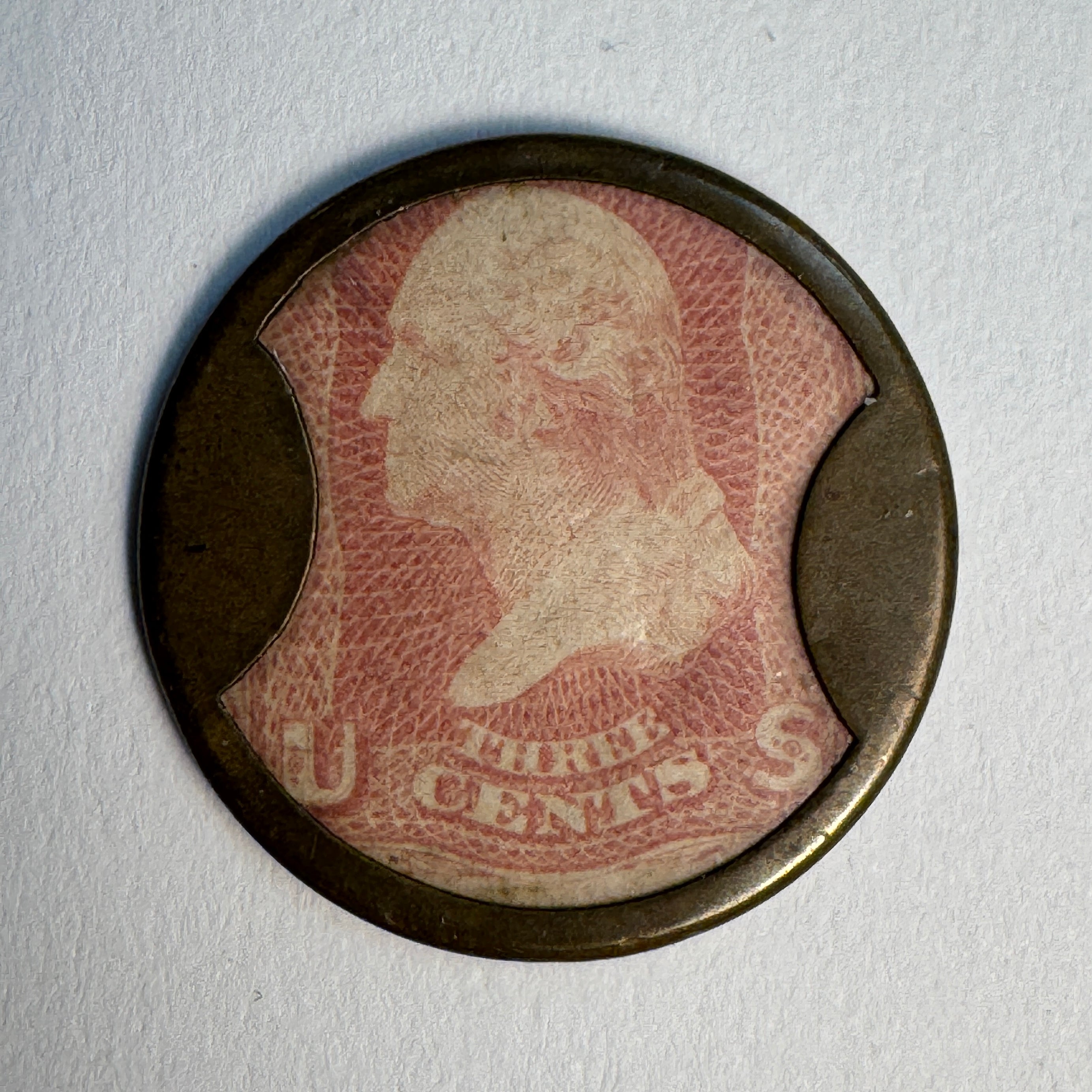1862 Encased 3-Cent Wash. Postage Ayers Cathartic Pills, EP-32