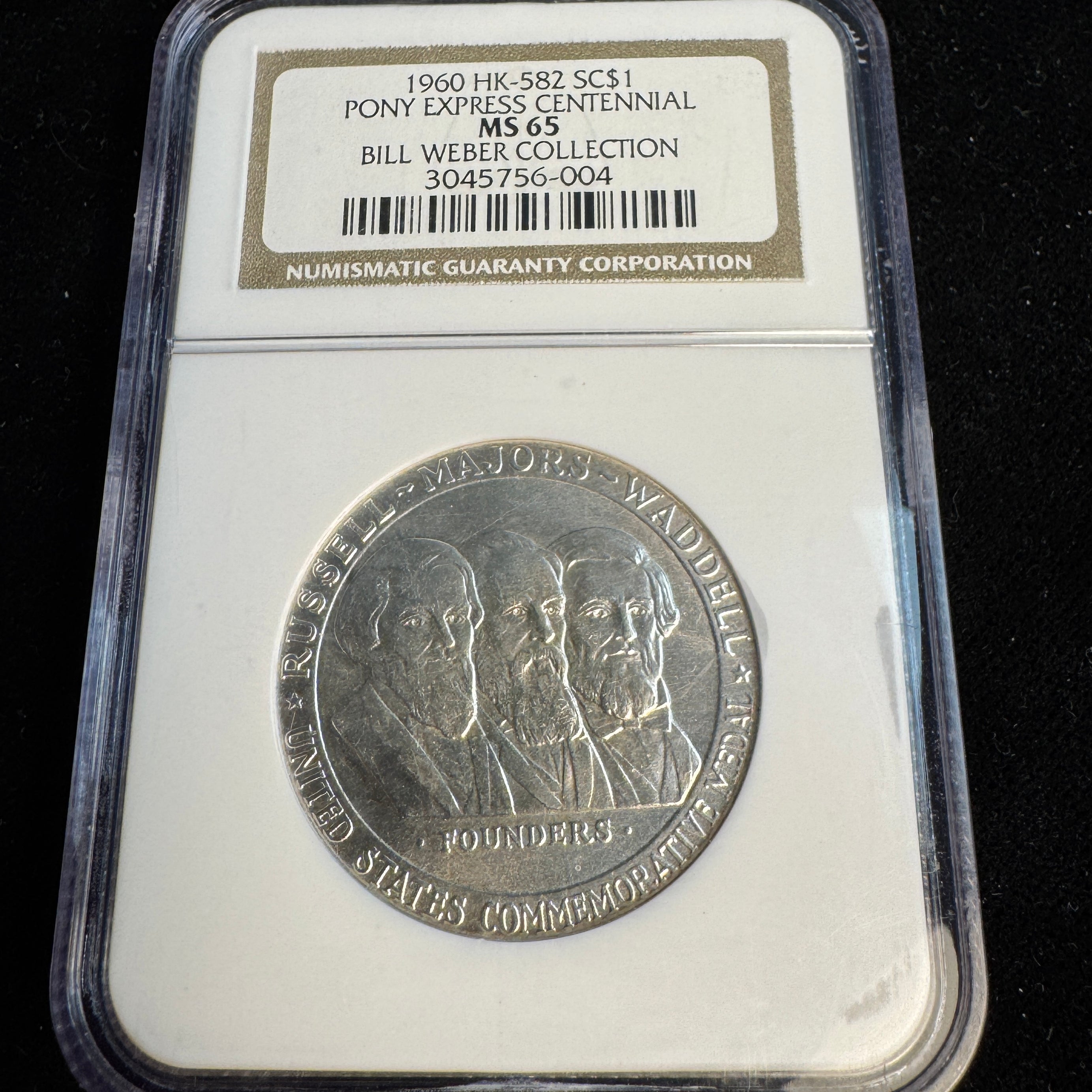1960 Pony Express Centennial HK-582 So-Called Dollar - Silver, Ex-Bill Weber, NGC MS-65