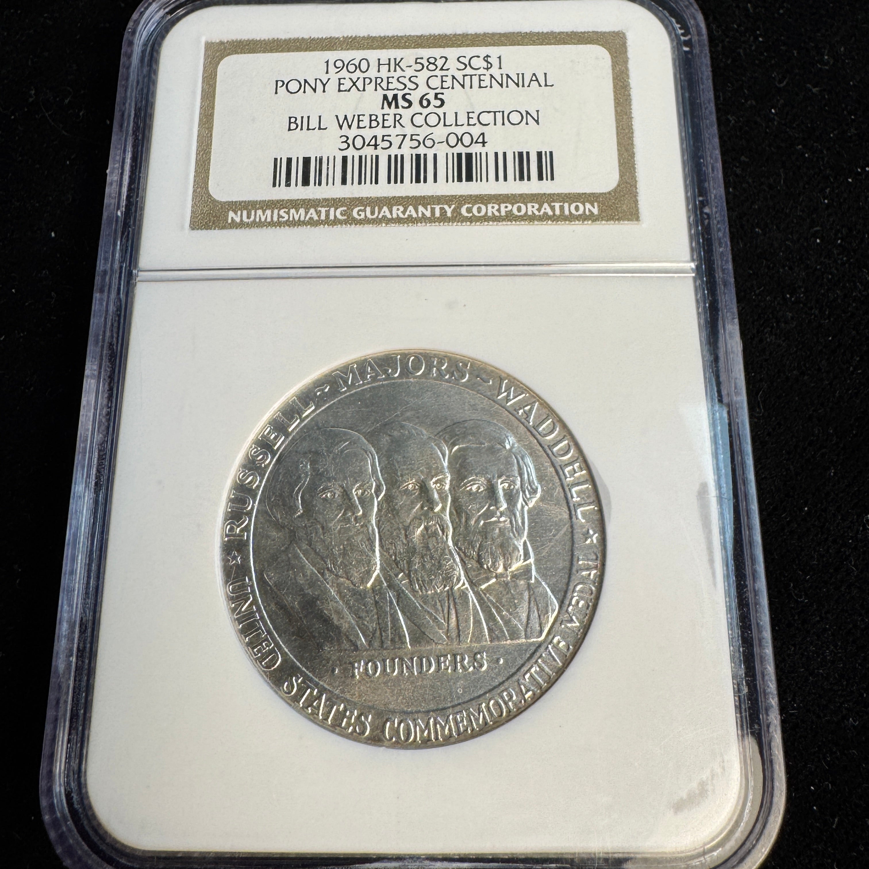 1960 Pony Express Centennial HK-582 So-Called Dollar - Silver, Ex-Bill Weber, NGC MS-65