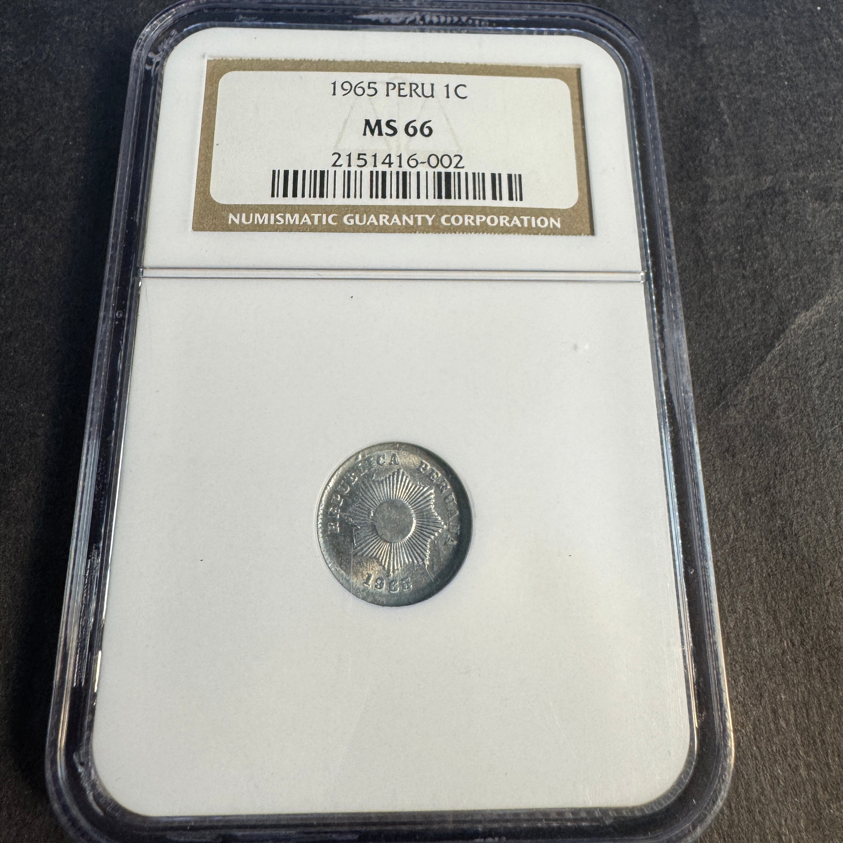 1965 Peru 1 Centavo, NGC MS-66 🇵🇪 Top Pop 2/0 !