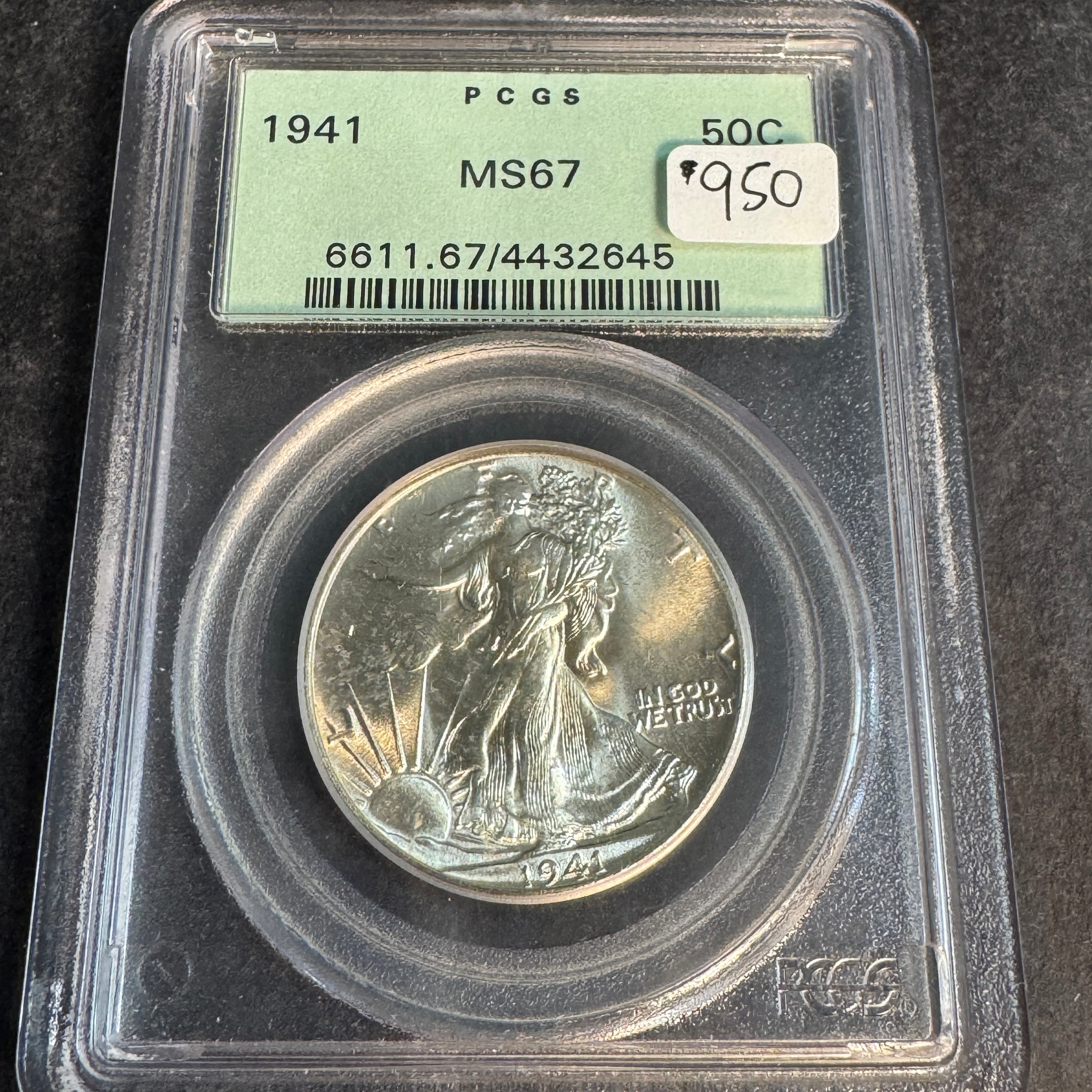 1941 Walking Liberty Half Dollar 50c, OGH PCGS MS-67