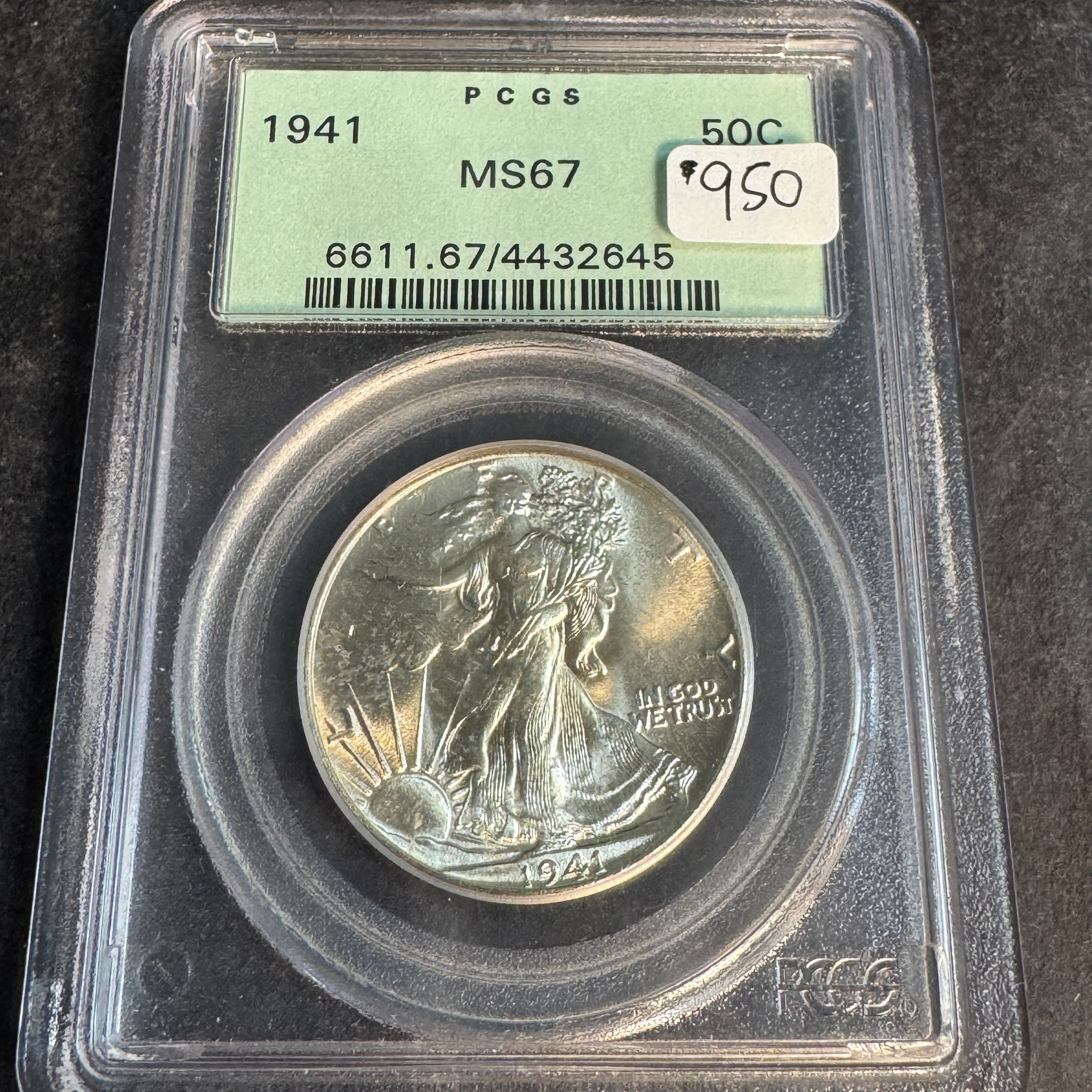 1941 Walking Liberty Half Dollar 50c, OGH PCGS MS-67