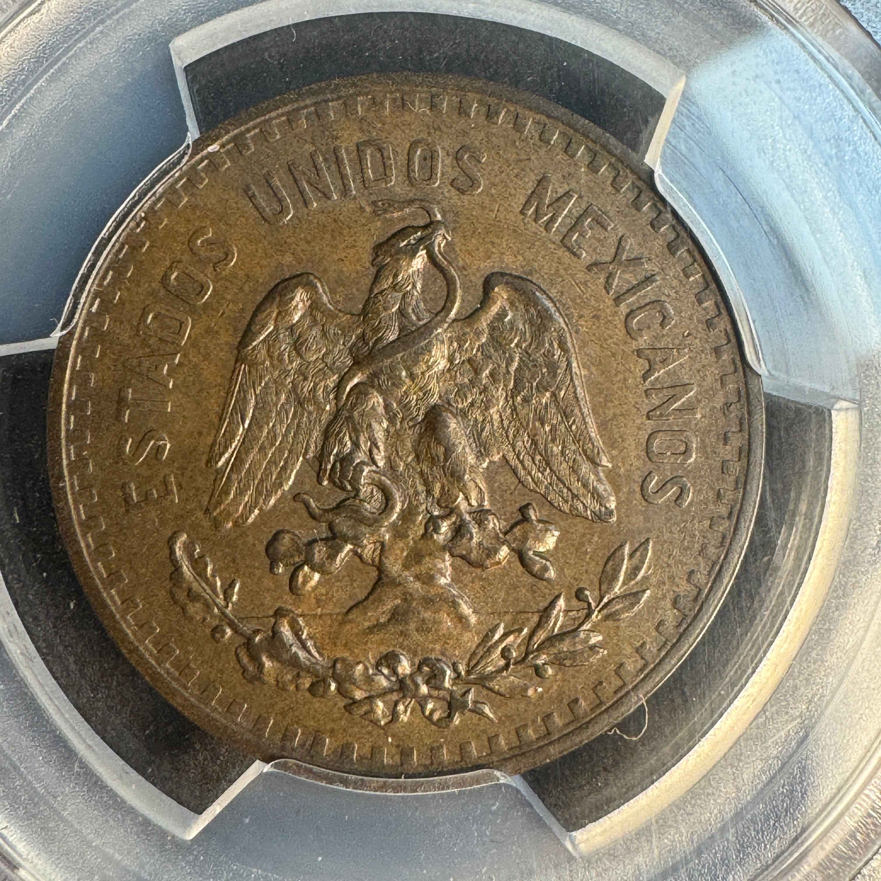 1914 Mo Mexico Æ 5 Centavos, Km-422, PCGS MS-64 BN, ex Almer J