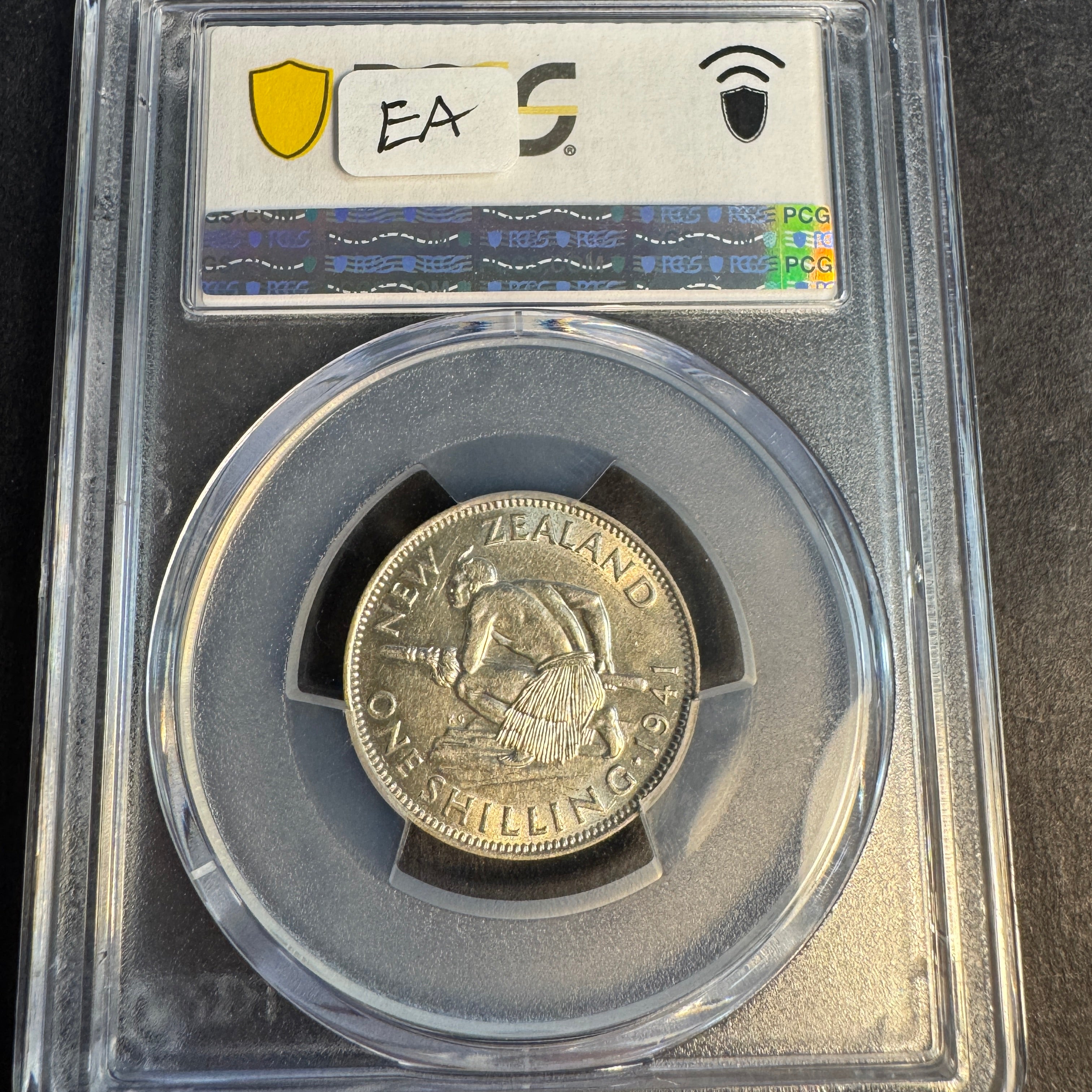 1941 New Zealand AR 1 Shilling, KGVI, PCGS AU-55 🇳🇿