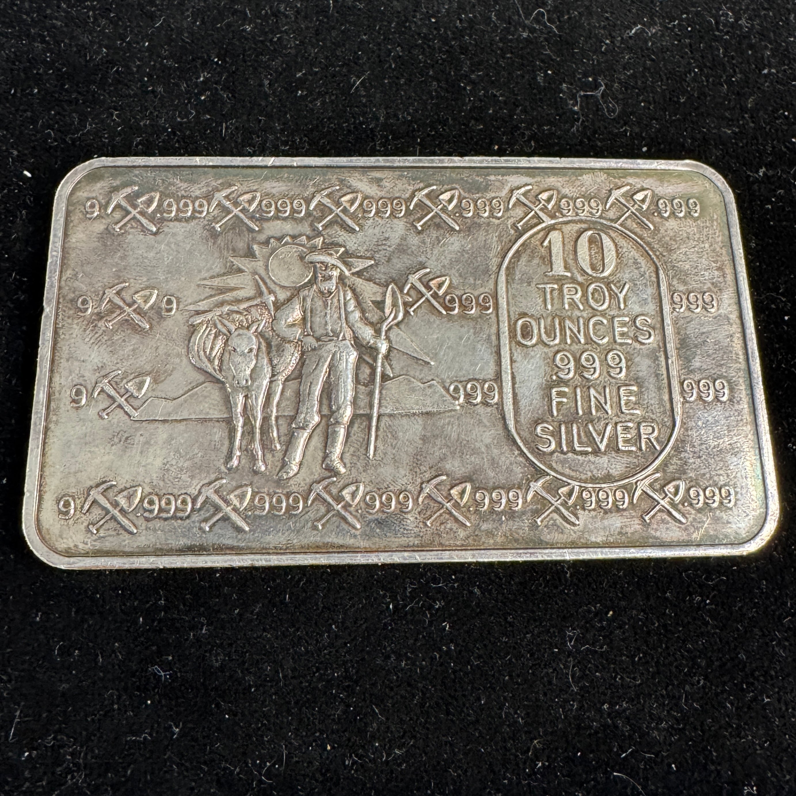 Vintage USVI Ingot Co 10oz 999 Silver Bar, Prospector style, uncommon