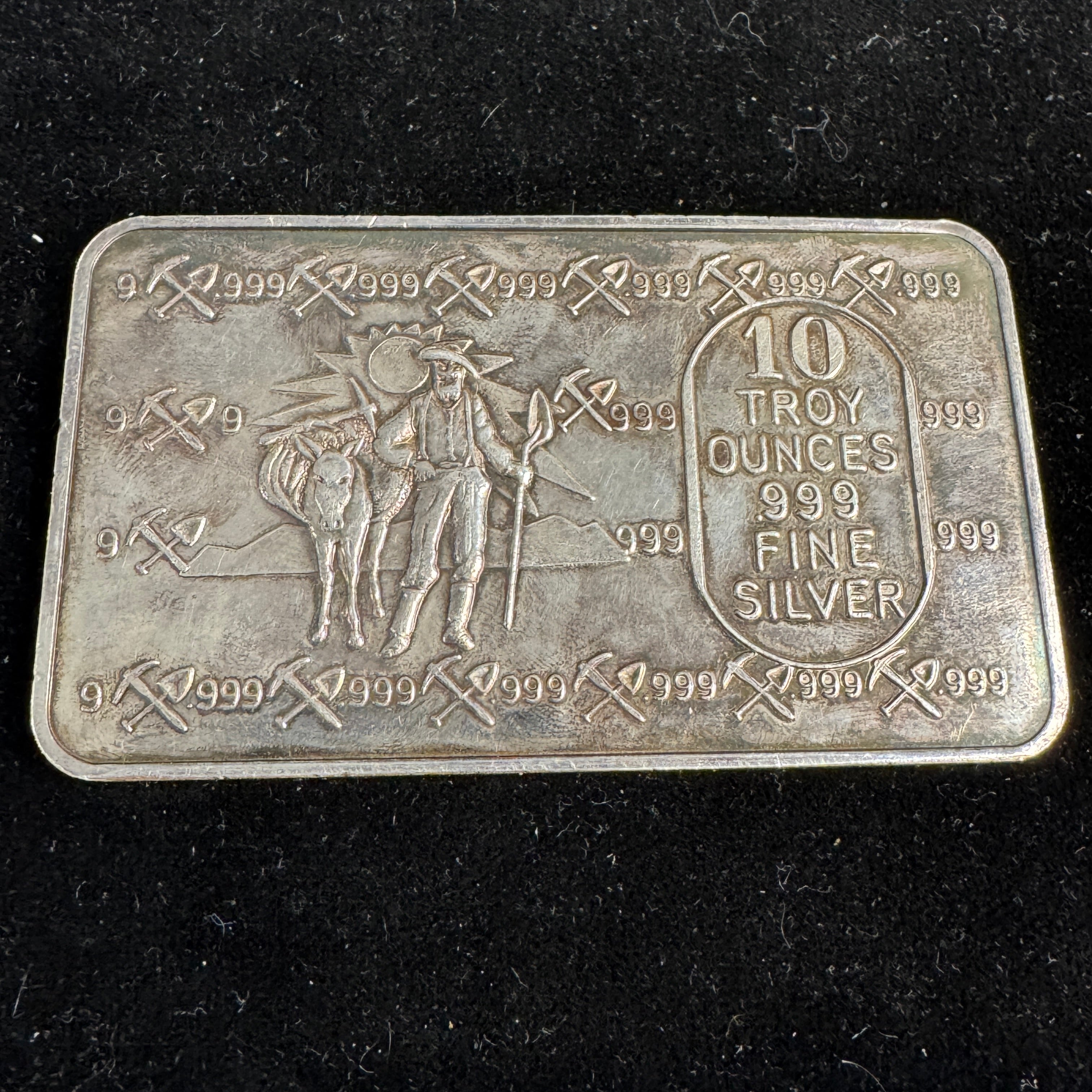Vintage USVI Ingot Co 10oz 999 Silver Bar, Prospector style, uncommon