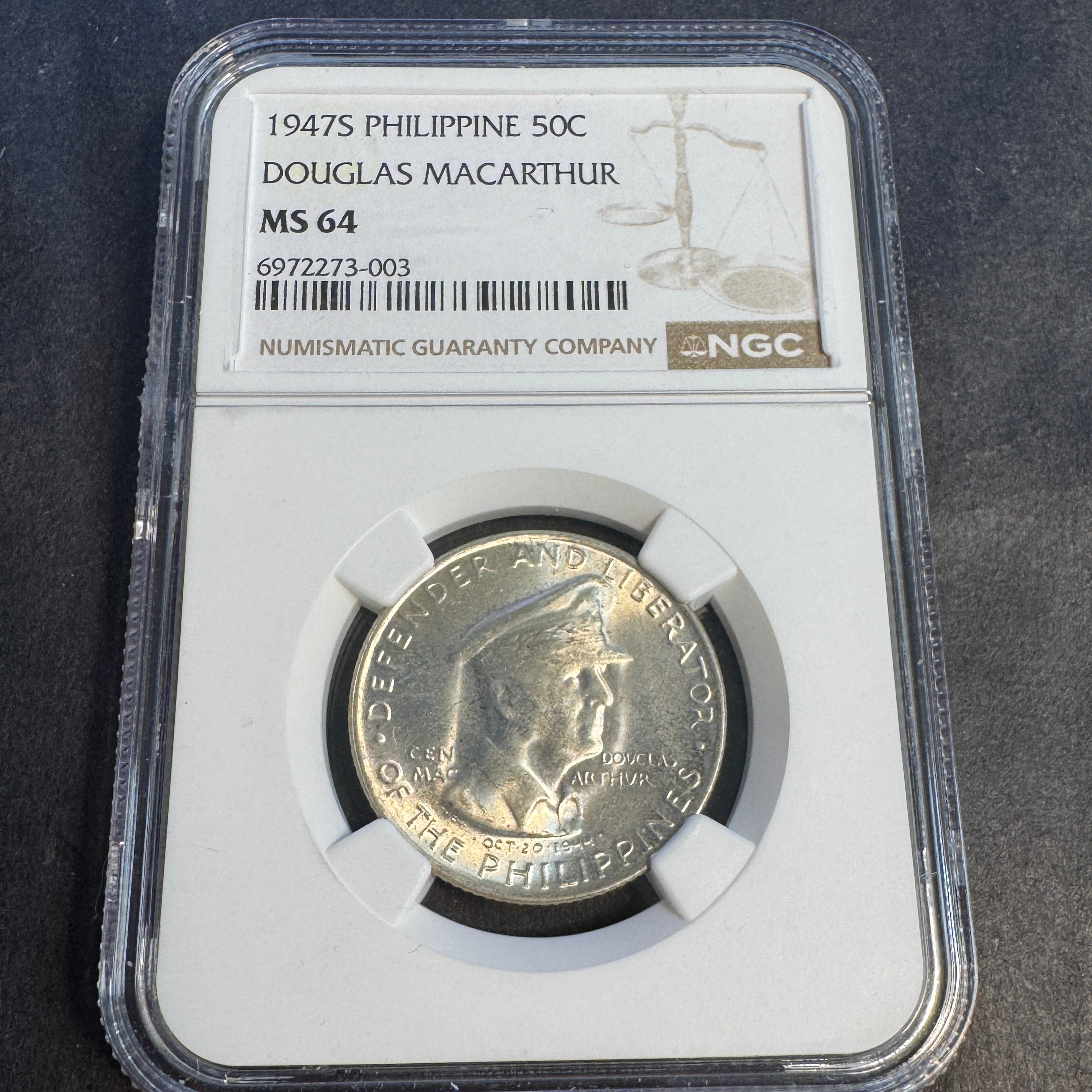 1947-S Philippines 50 Centavos, MacArthur, NGC MS-64 🇵🇭
