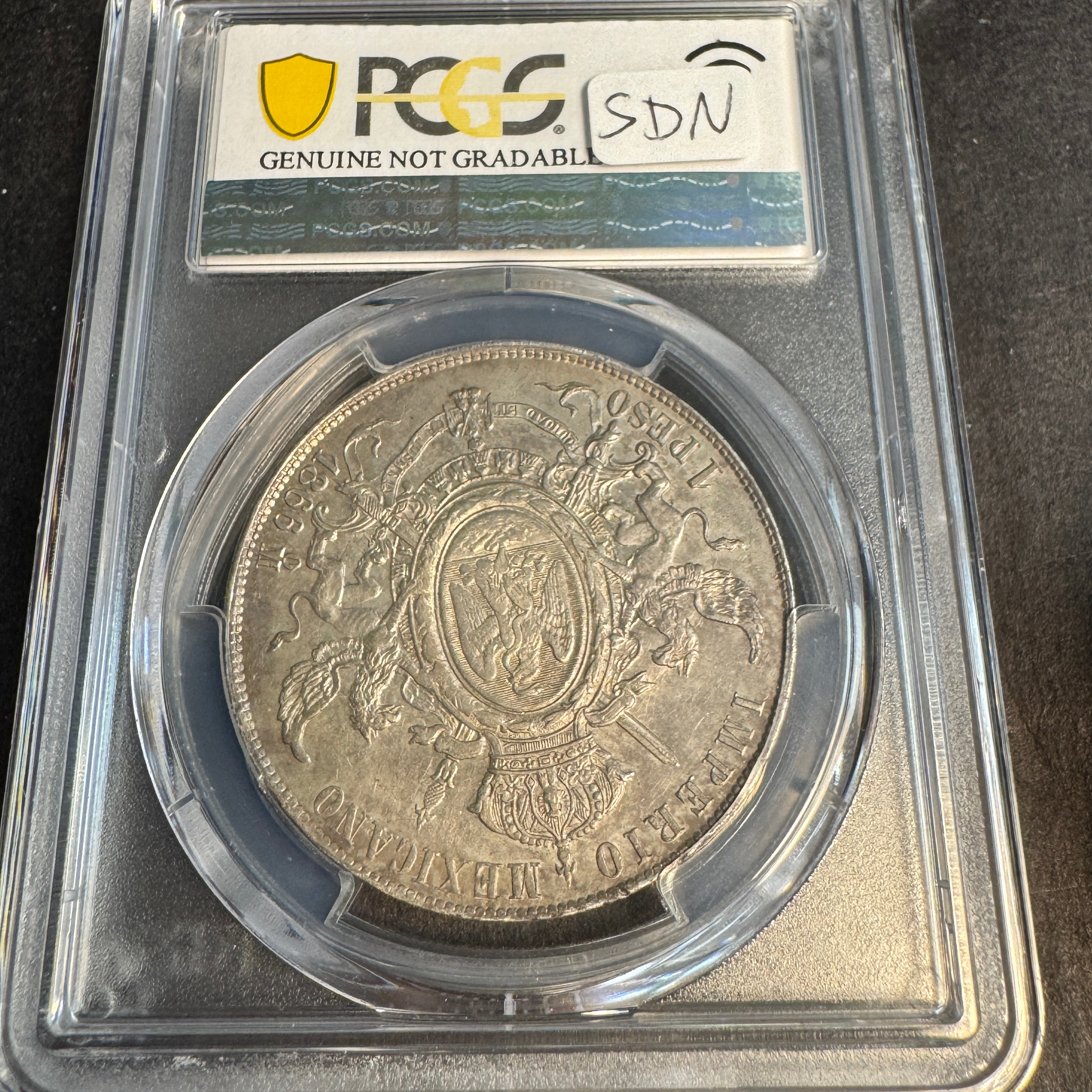1866-Mo Empire of Maximilian Mexico AR 1 Peso, PCGS AU Detail