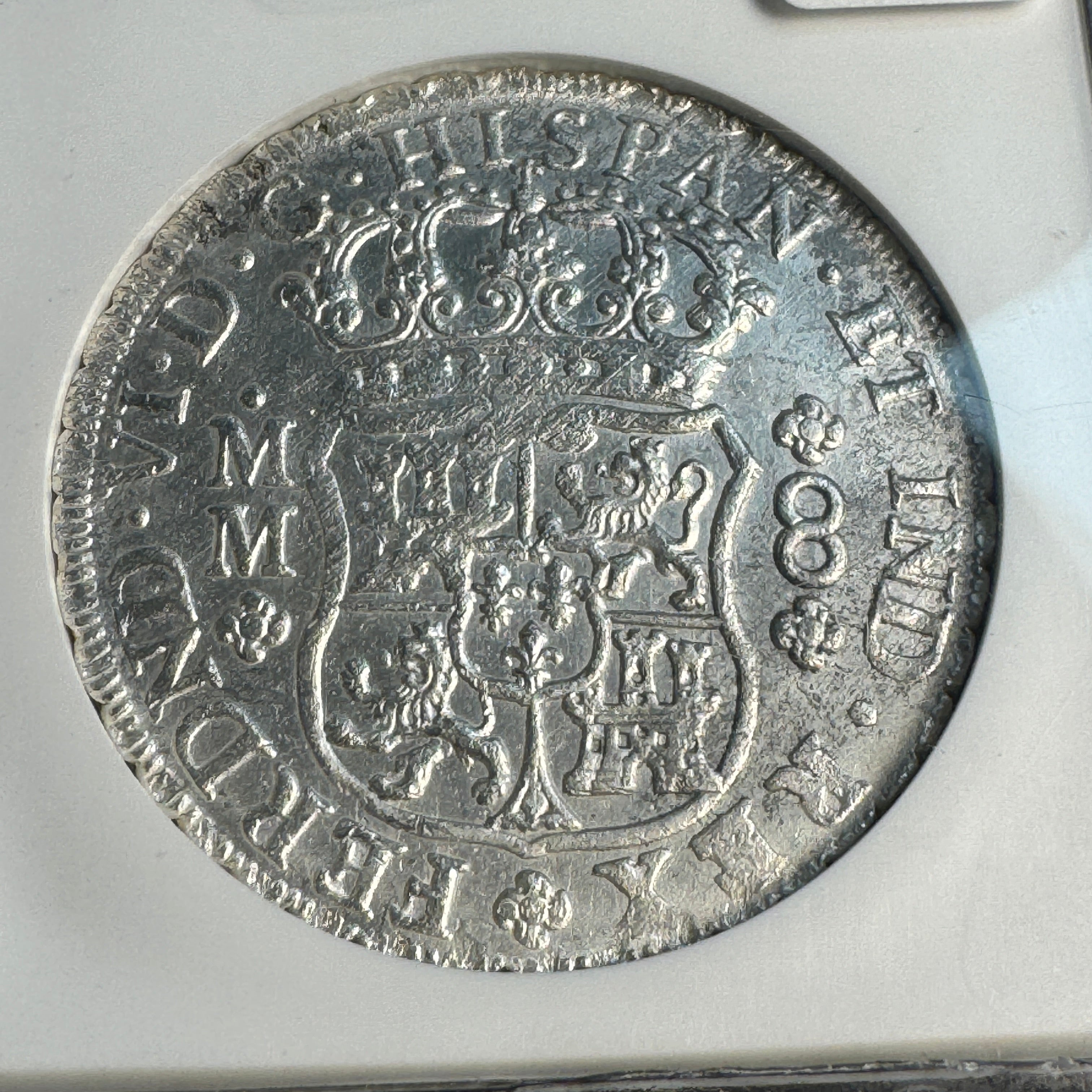 1754 Mo-MM Mexico 8 Reales, Spanish Empire Ferd VI, Pillars type, NGC MS-61