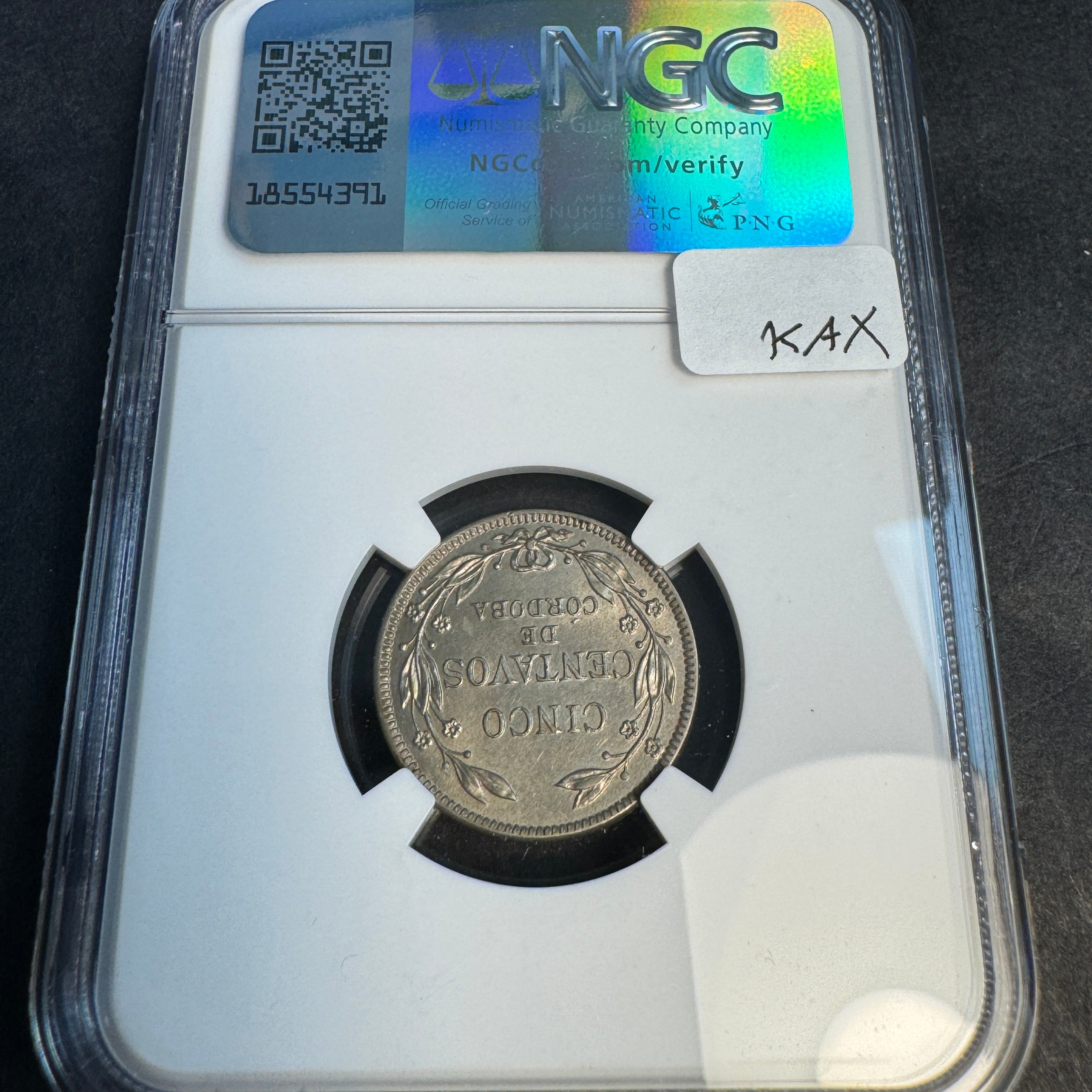 1938 (P, US Mint) Nicaragua 5 Centavos, KM-12, NGC MS-64, Pop 5/2 🇳🇮