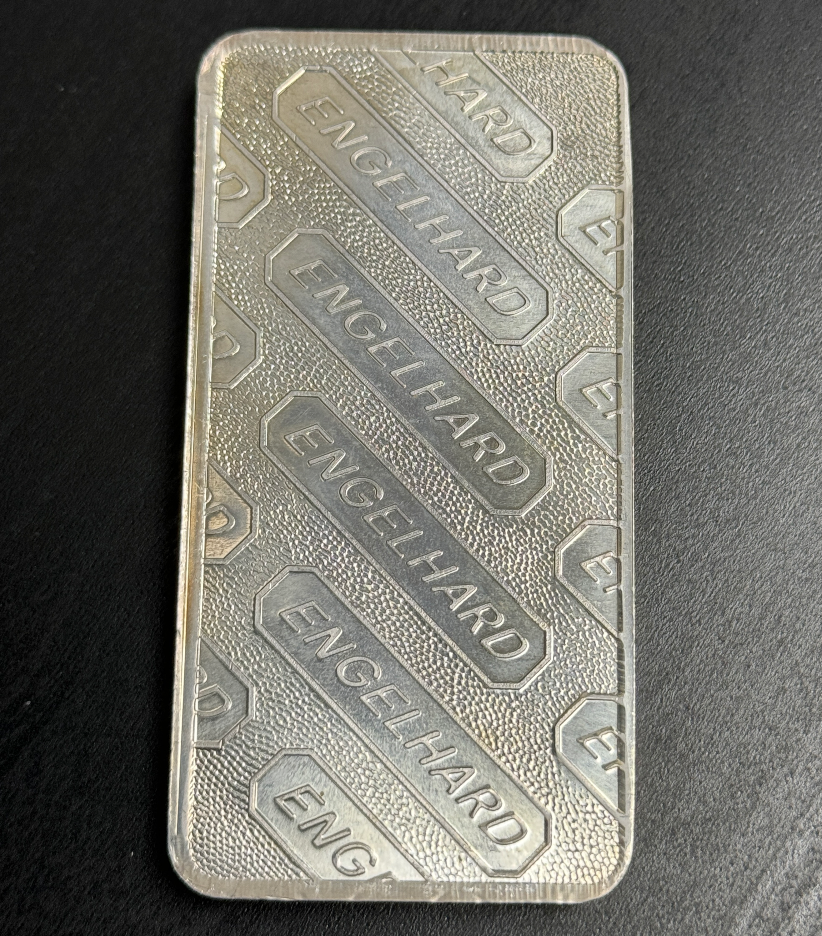 Engelhard C-Series Pressed Bar, Logo Pebble Back, 10oz 999 silver ingot