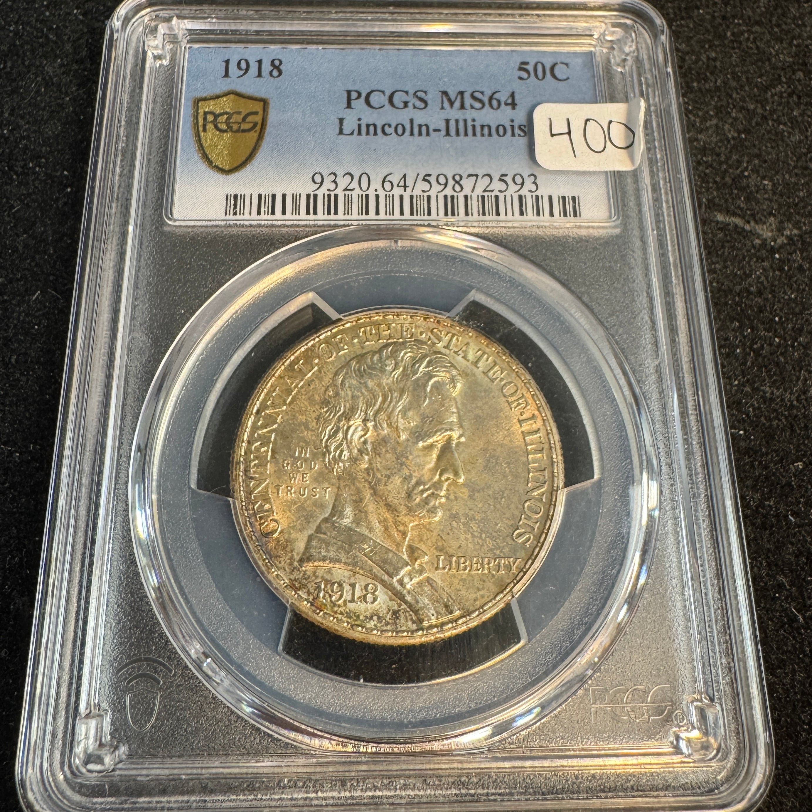 1918 Lincoln-Illinois Commemorative Half Dollar 50c, PCGS MS-64