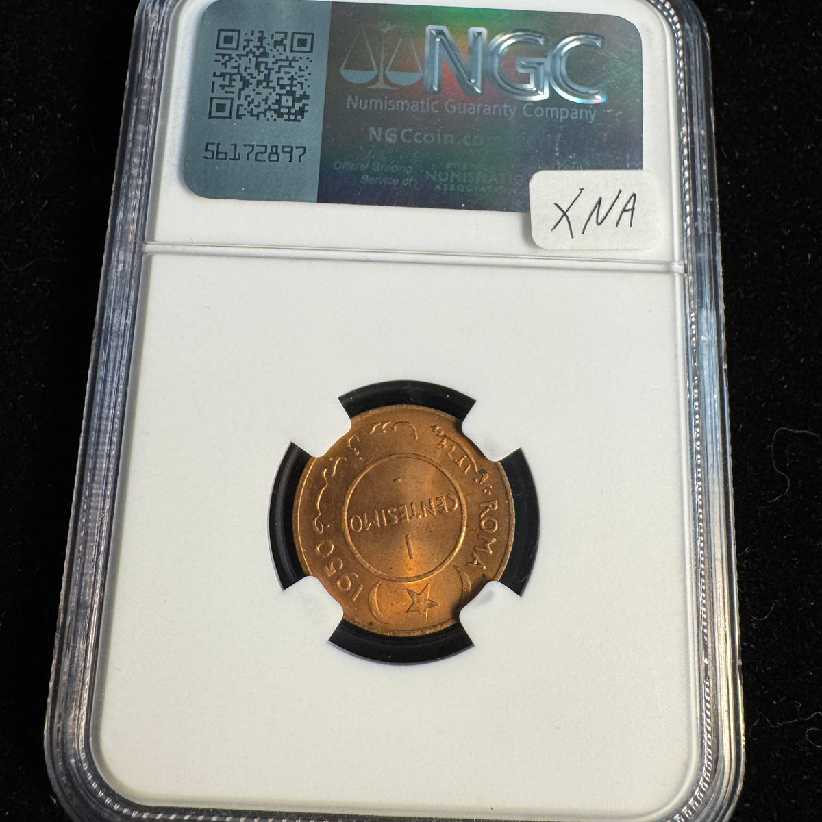 1950-R Somalia 1 Centesimo elephant NGC MS-64 RB