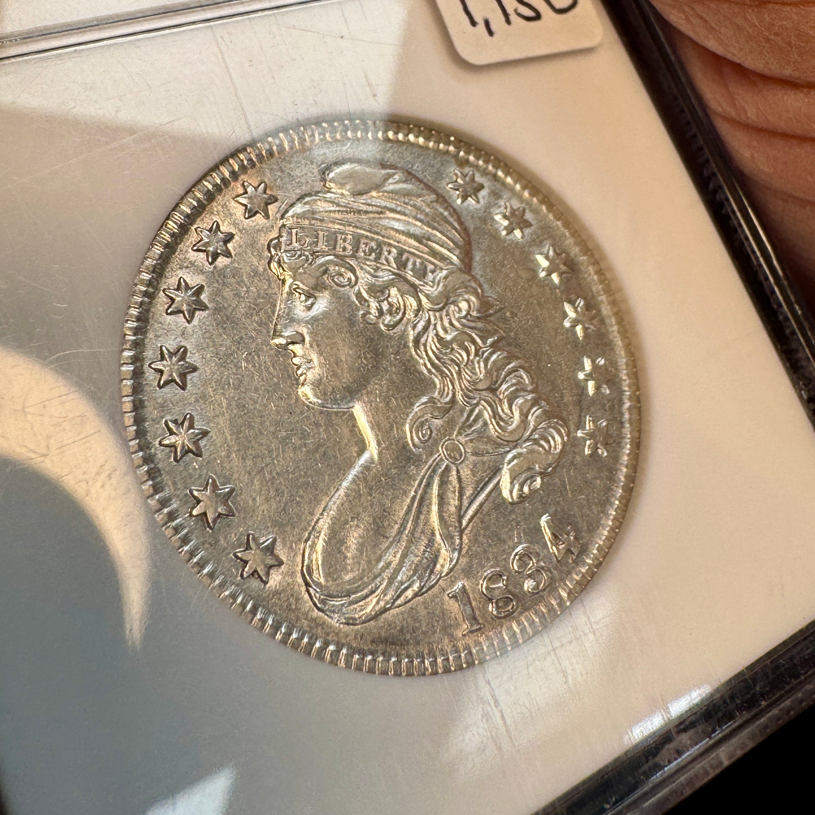 1834 Capped Bust Half Dollar, Lg Date Sm Ltrs, O-106, NGC AU-58