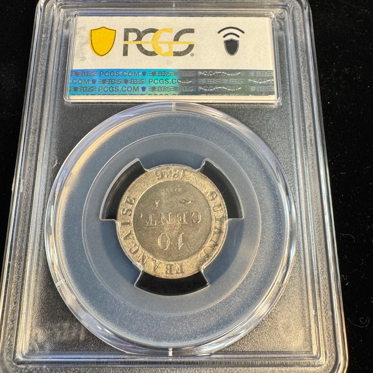 1846-A French Guiana 10 Centimes, Lec-32, PCGS MS-65