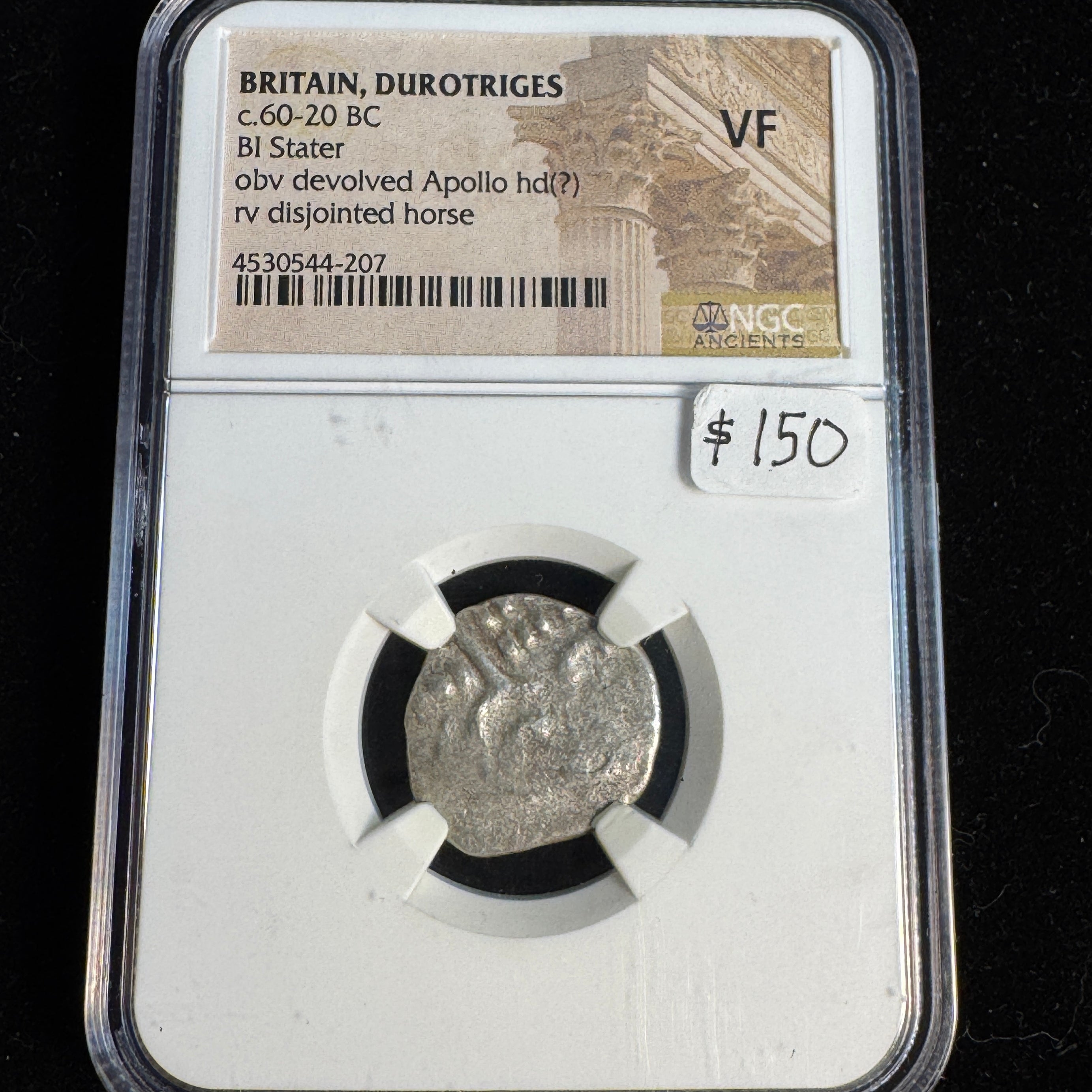 Britain, Durotriges (c60-20 BC) Bi Stater, Apollo / Horse, NGC VF