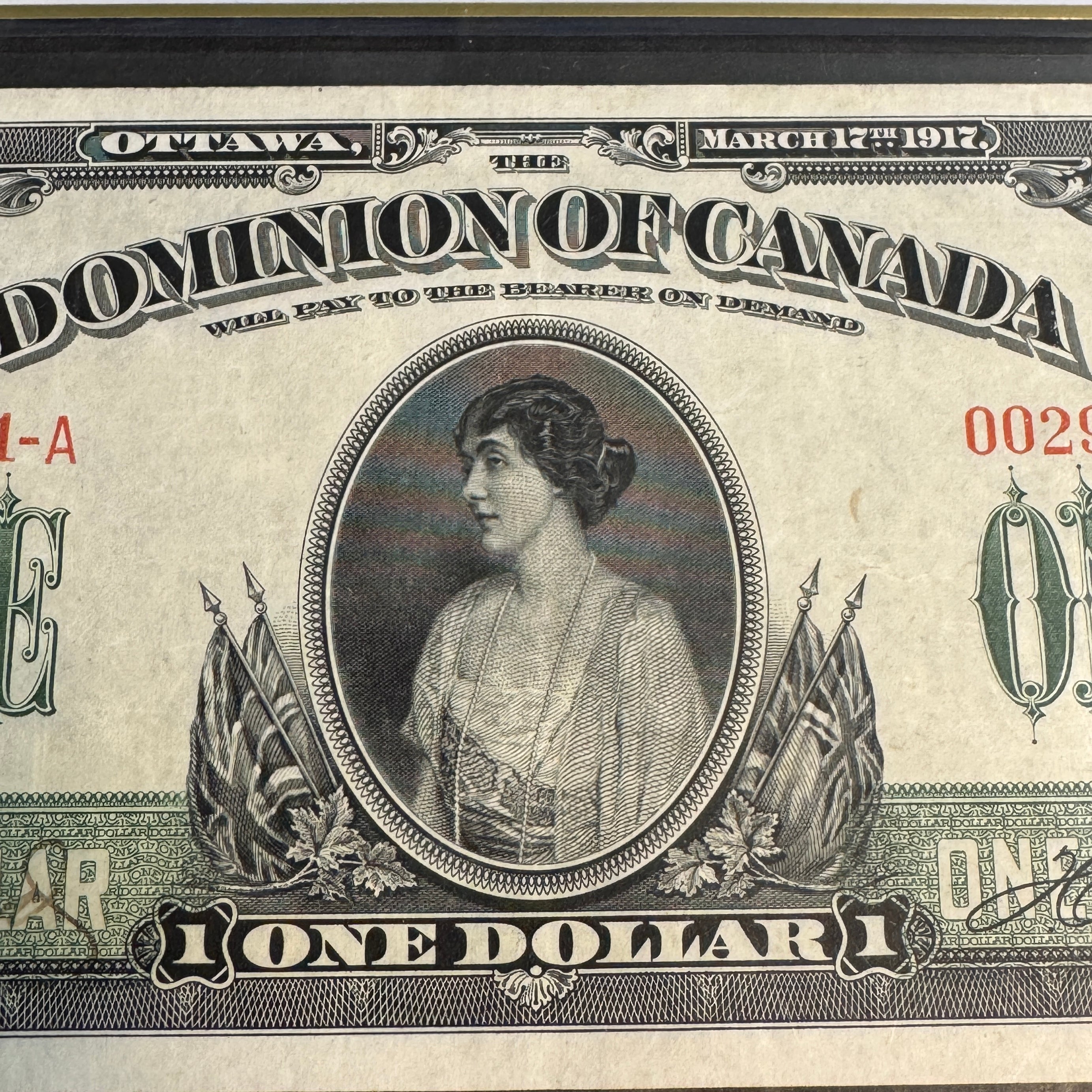 1917 Dominion of Canada Dollar, Low Serial Plate A12/1, P#32a Boville & Hand Countersigned, PCGS Very Fine 30