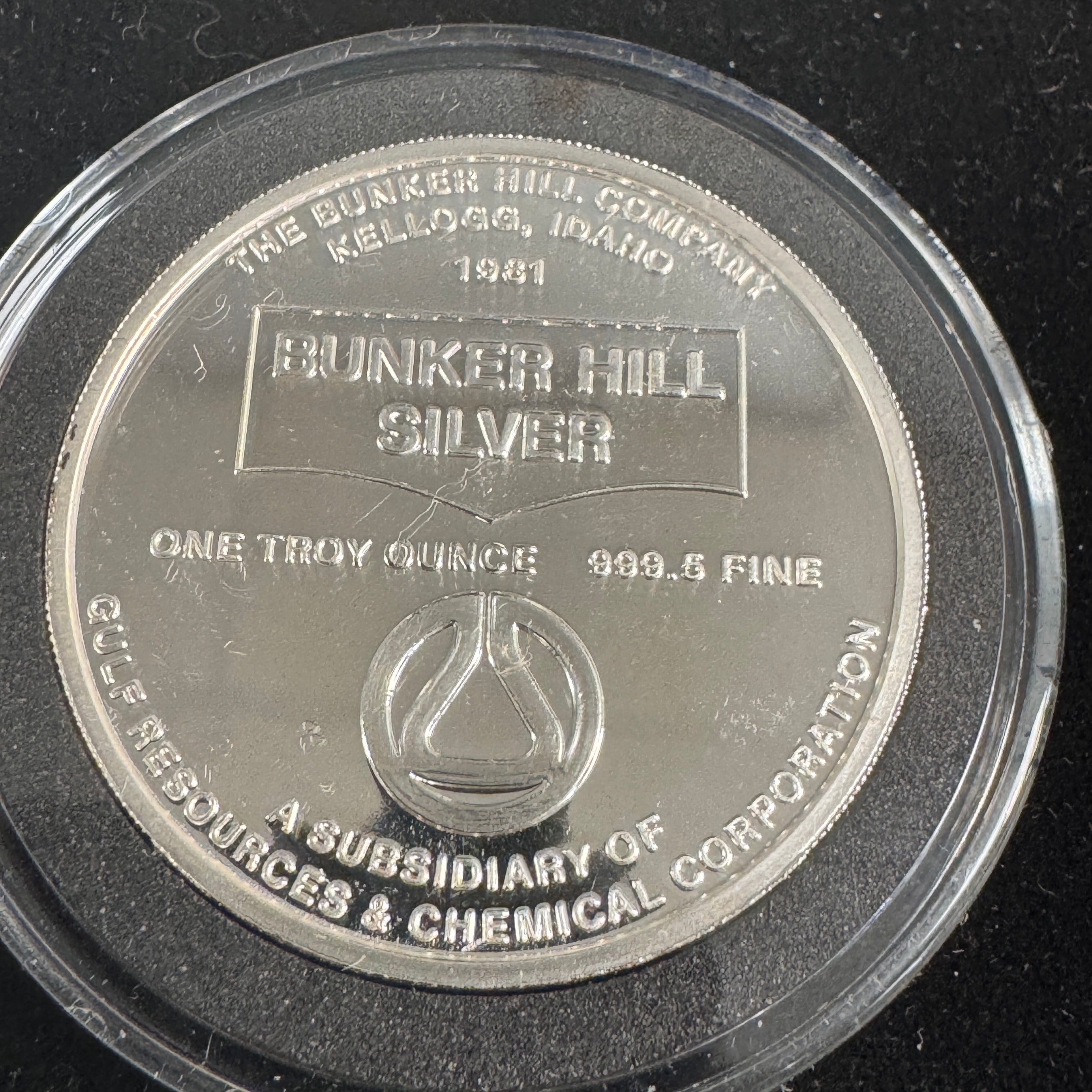 (4) Bunker Hill Silver 1oz Rounds, 1980s vintage mining set