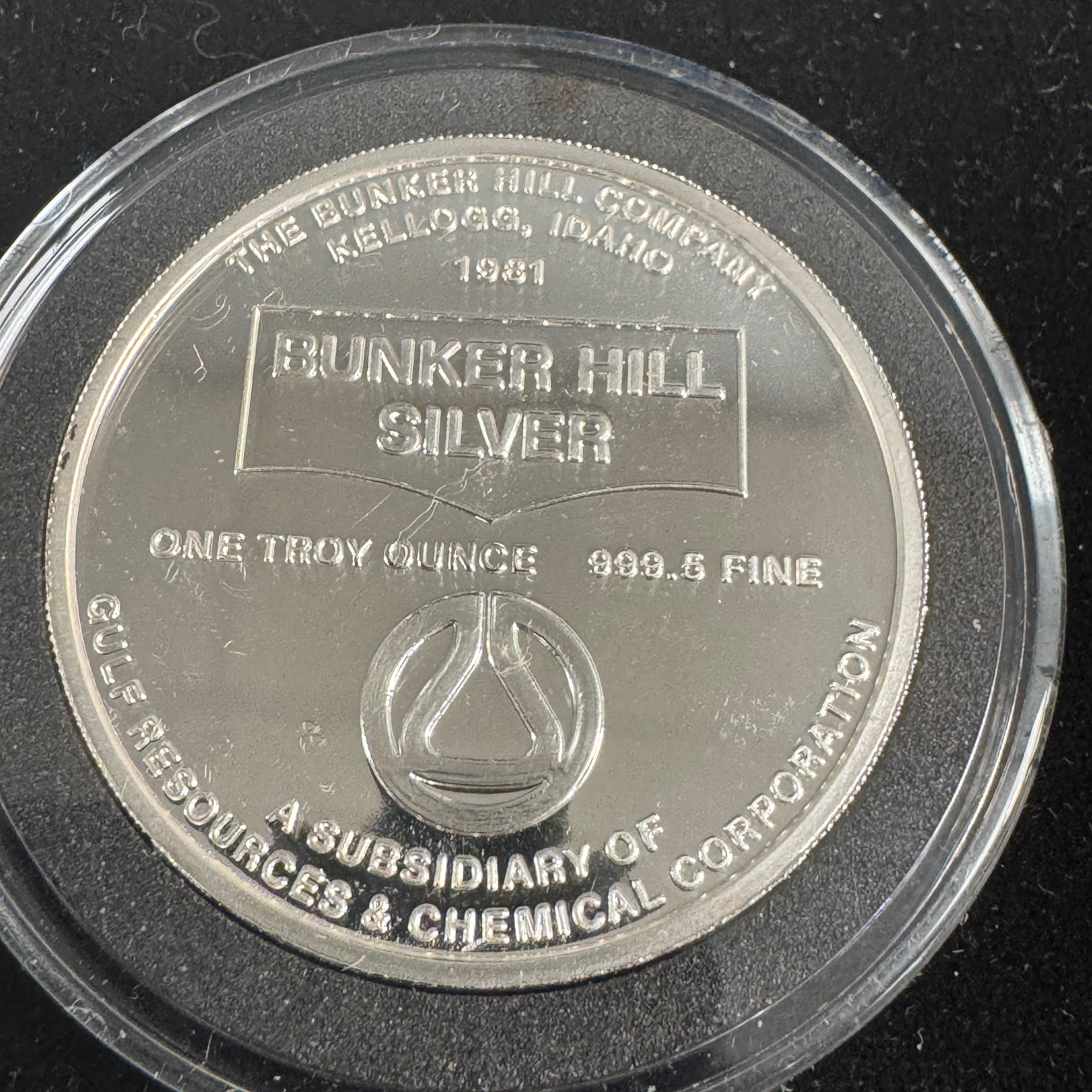 (4) Bunker Hill Silver 1oz Rounds, 1980s vintage mining set