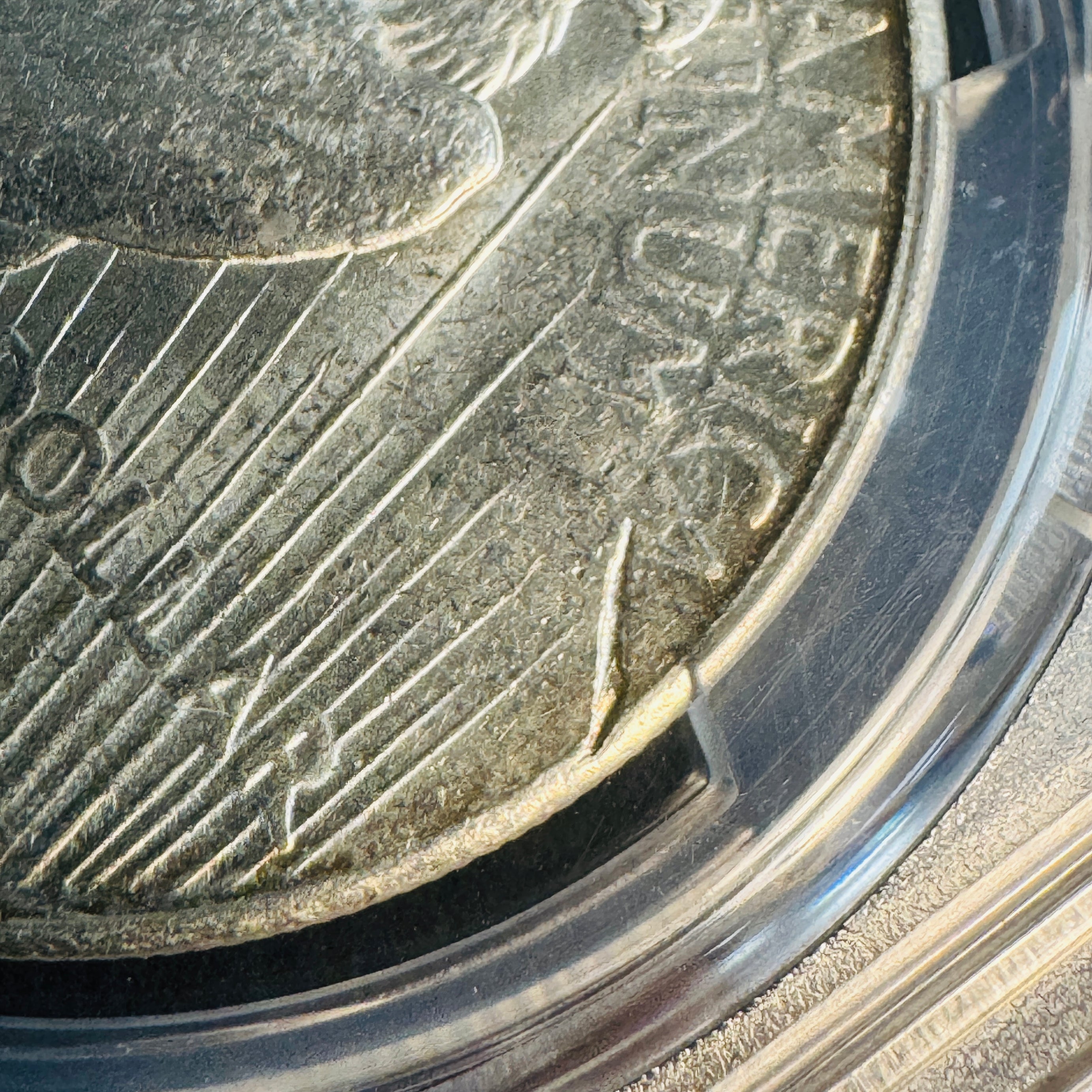 1923-S Peace Silver Dollar, MINT ERROR 🫣 Struck Through Metal! PCGS AU-55