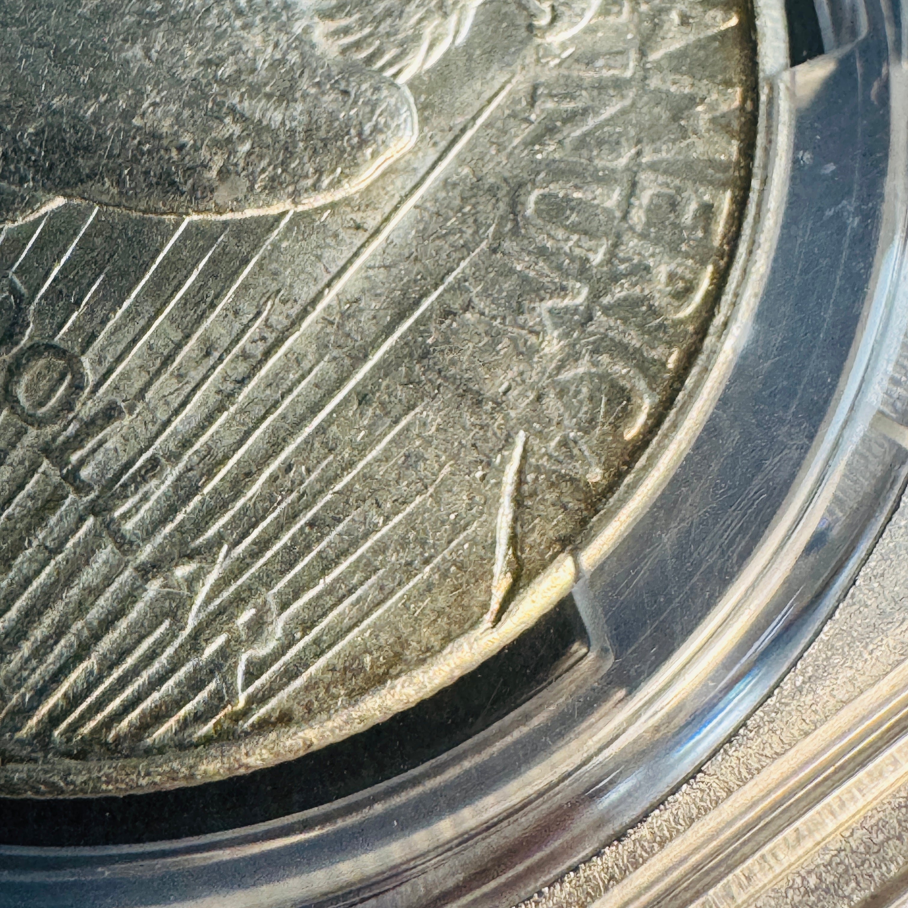 1923-S Peace Silver Dollar, MINT ERROR 🫣 Struck Through Metal! PCGS AU-55